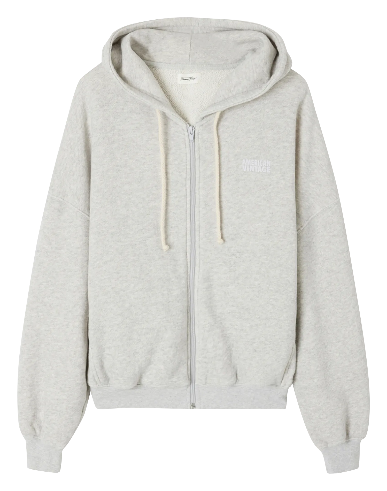 Sweat à capuche zippé et sérigraphié en coton bio Gris KODYTOWN