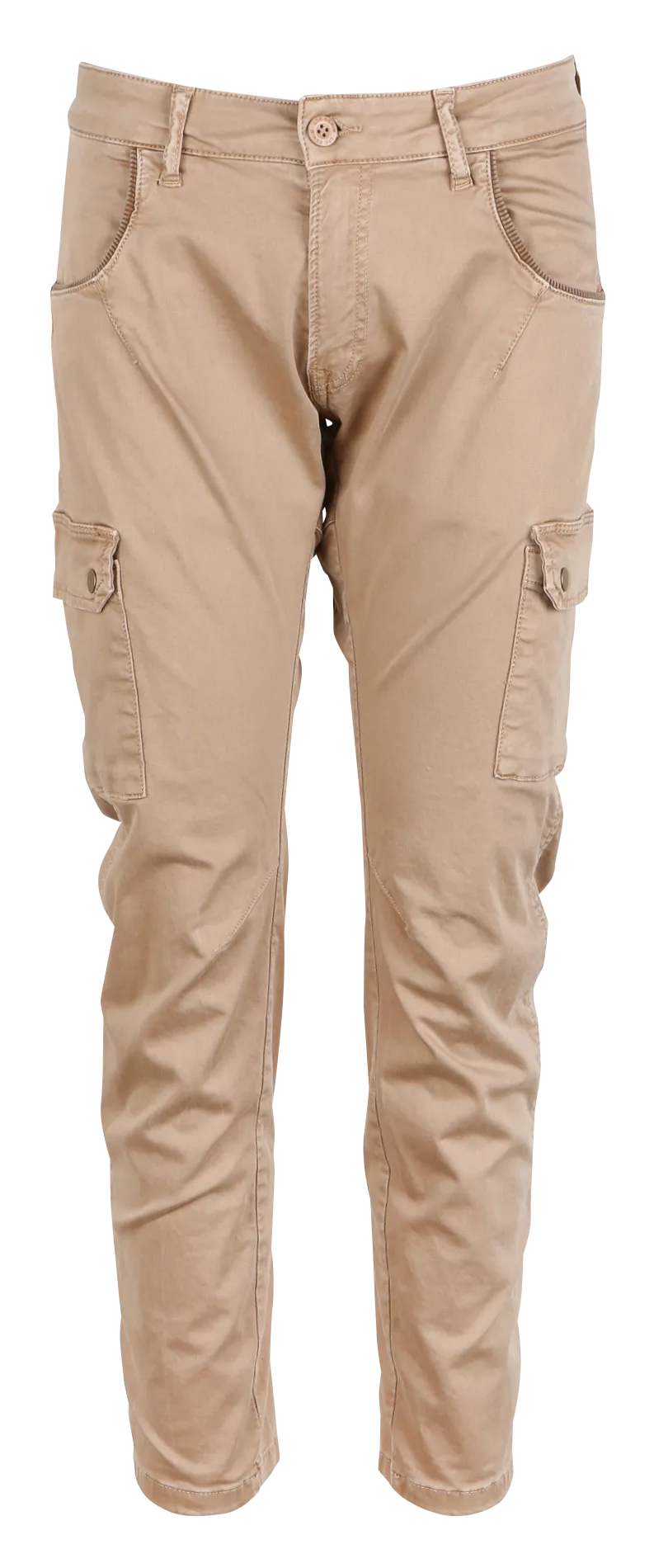 Pantalon cargo taille basse en coton mélangé Marron RIVERA