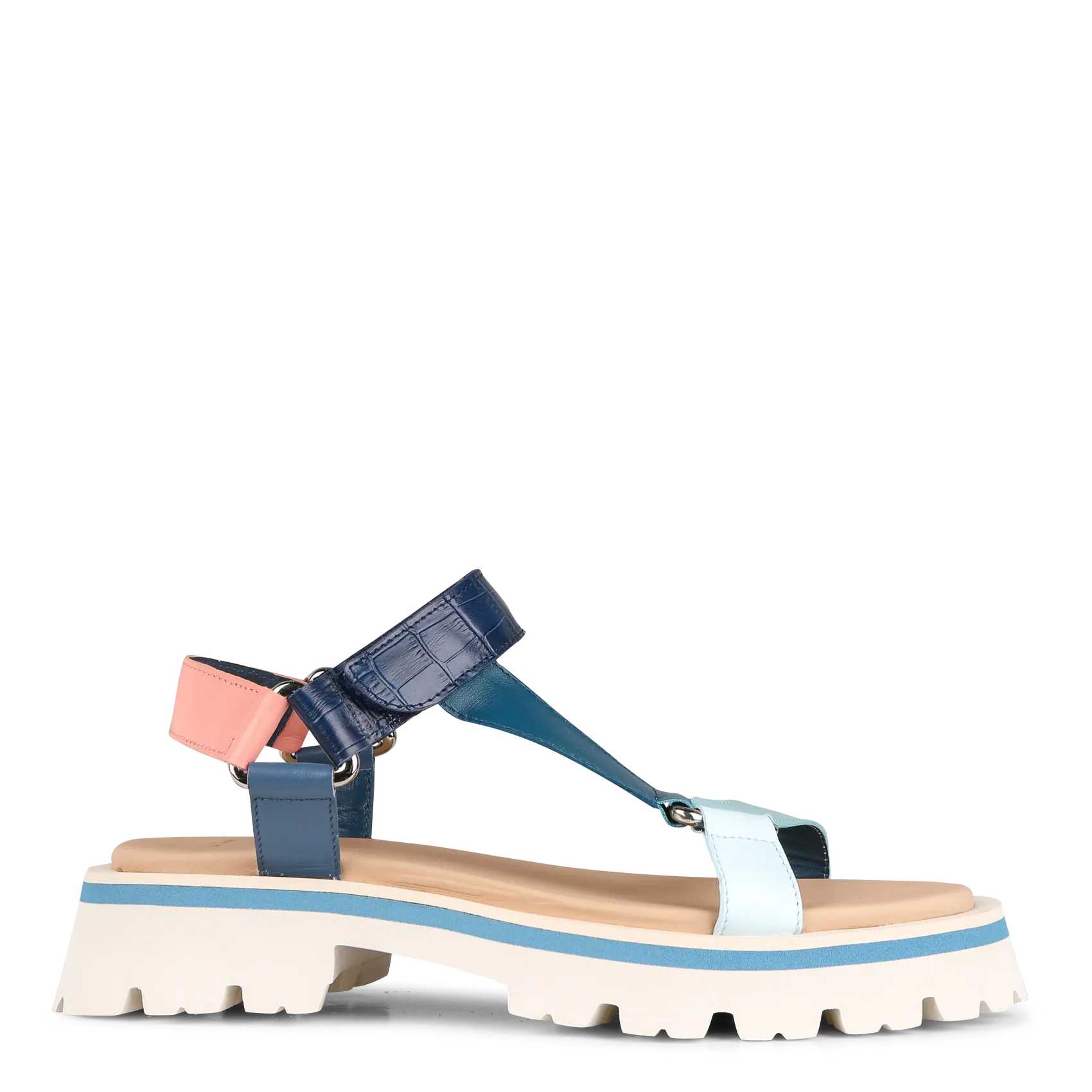 Sandales crantées en cuir Multicolore