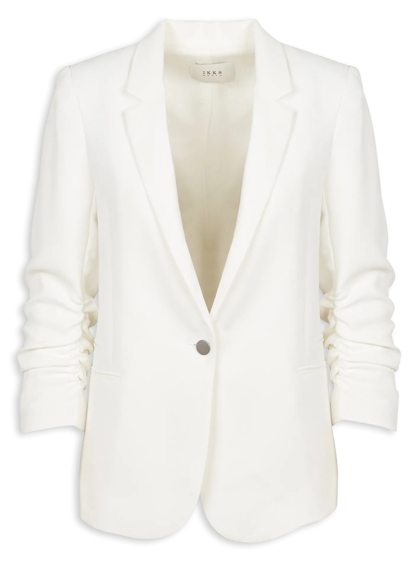 Veste droite col tailleur en crêpe Blanc