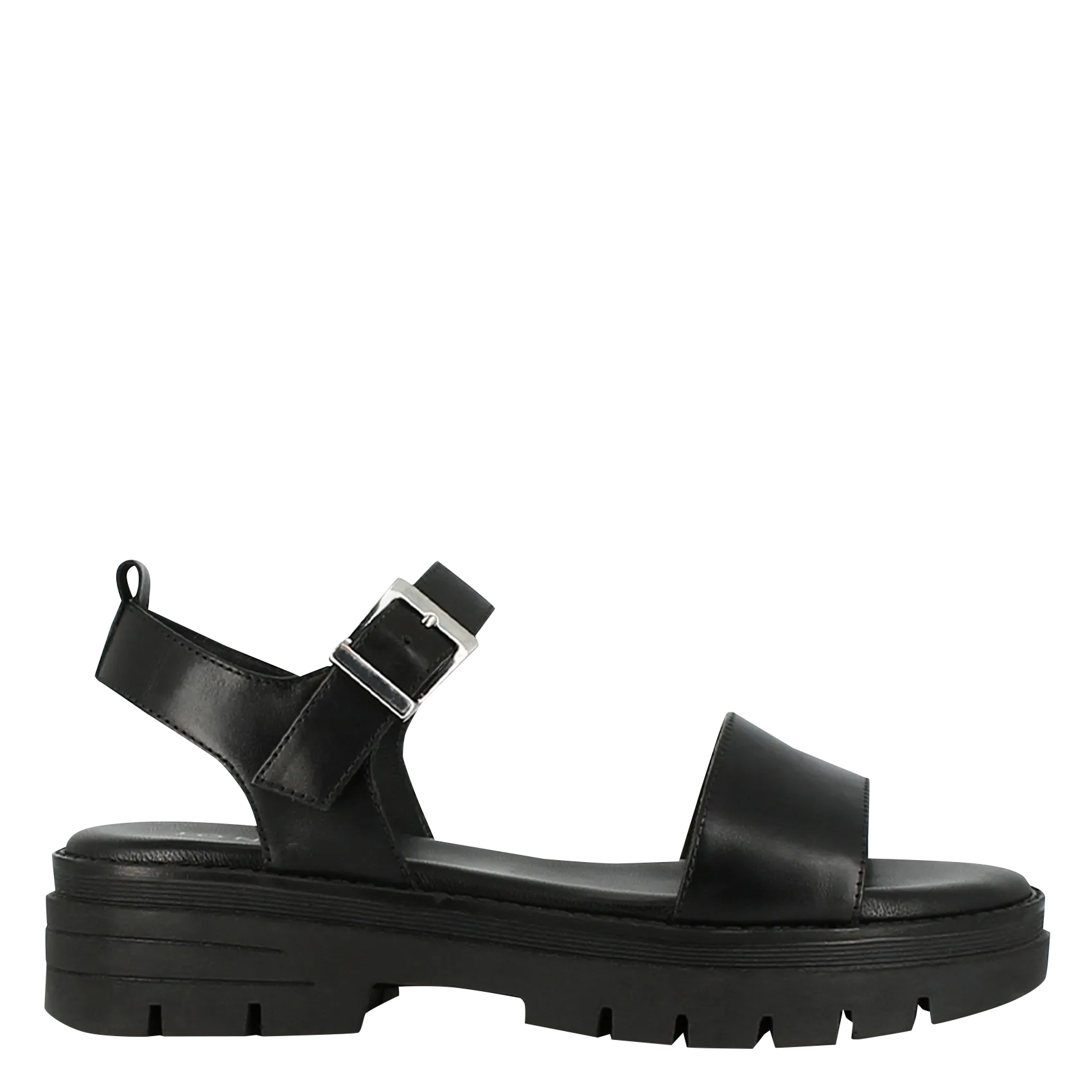 Sandales plates en cuir Noir ASK