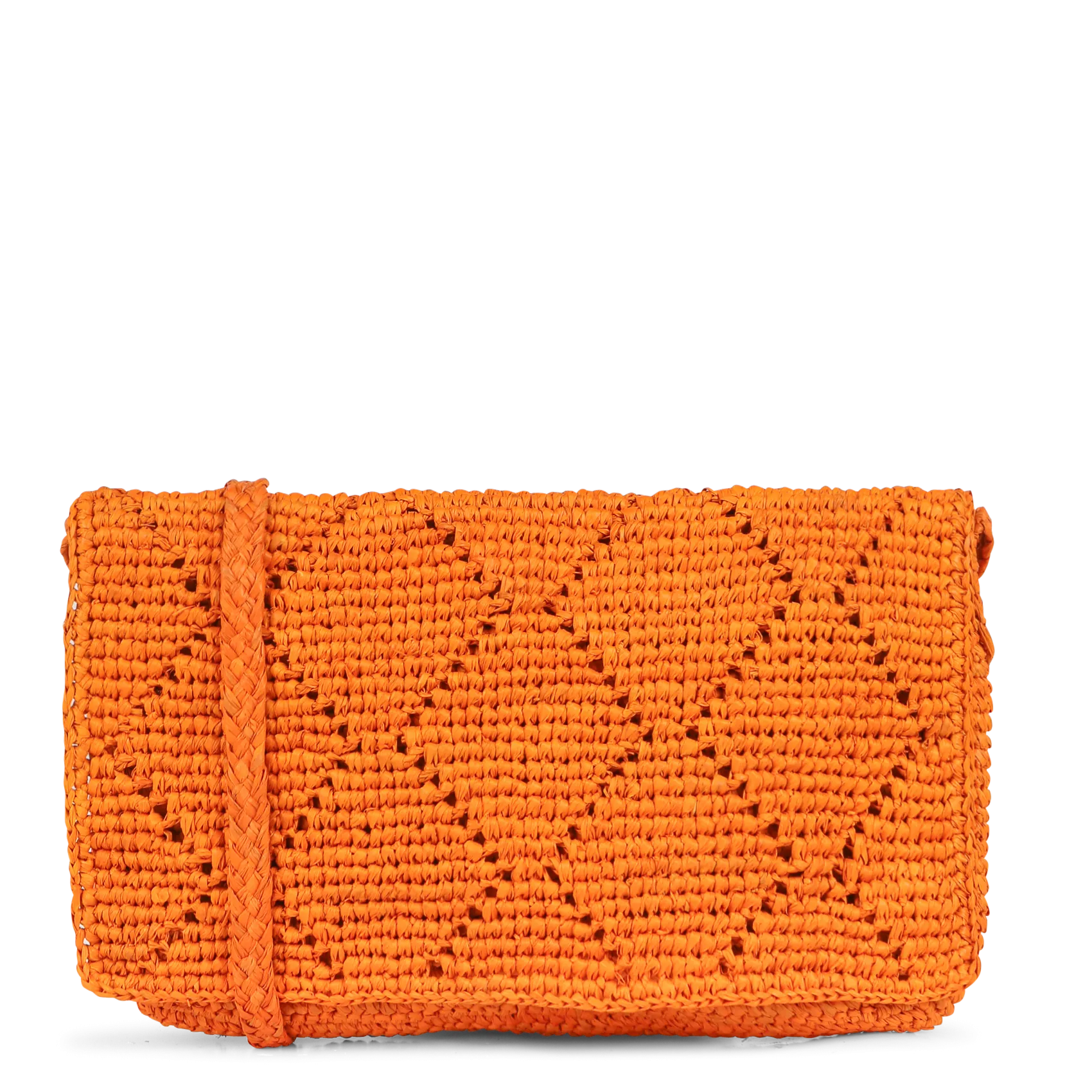 Sac bandoulière ajouré en raphia tressé Jaune TIASSE