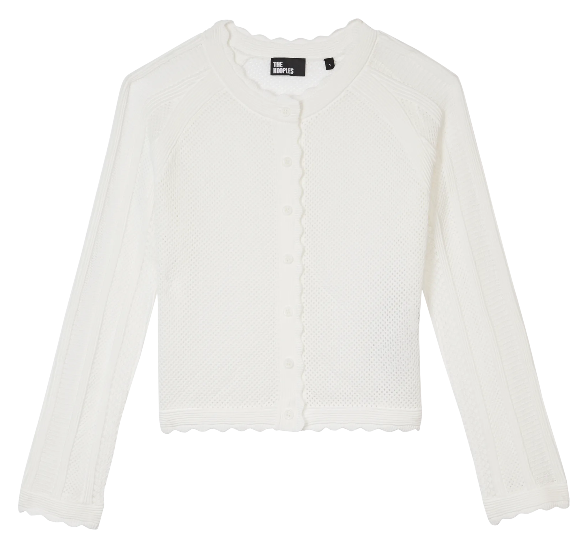 Gilet col rond en maille ajourée Blanc