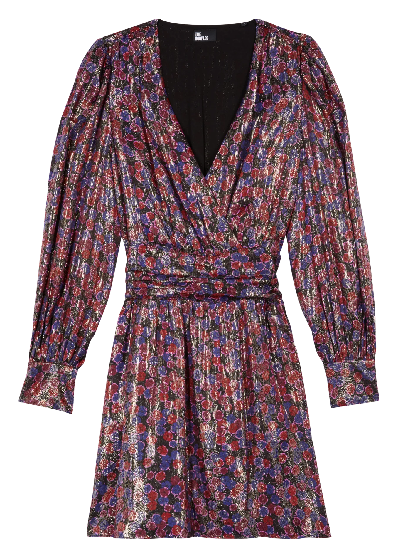 Robe courte col V imprimée à sequins Rose