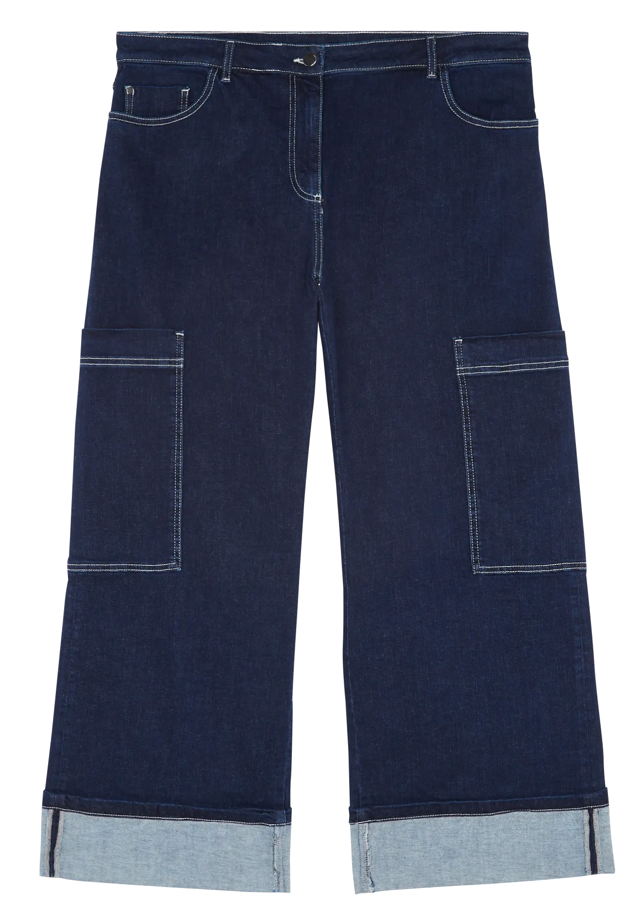 Jean droit en coton mélangé Bleu KAKI