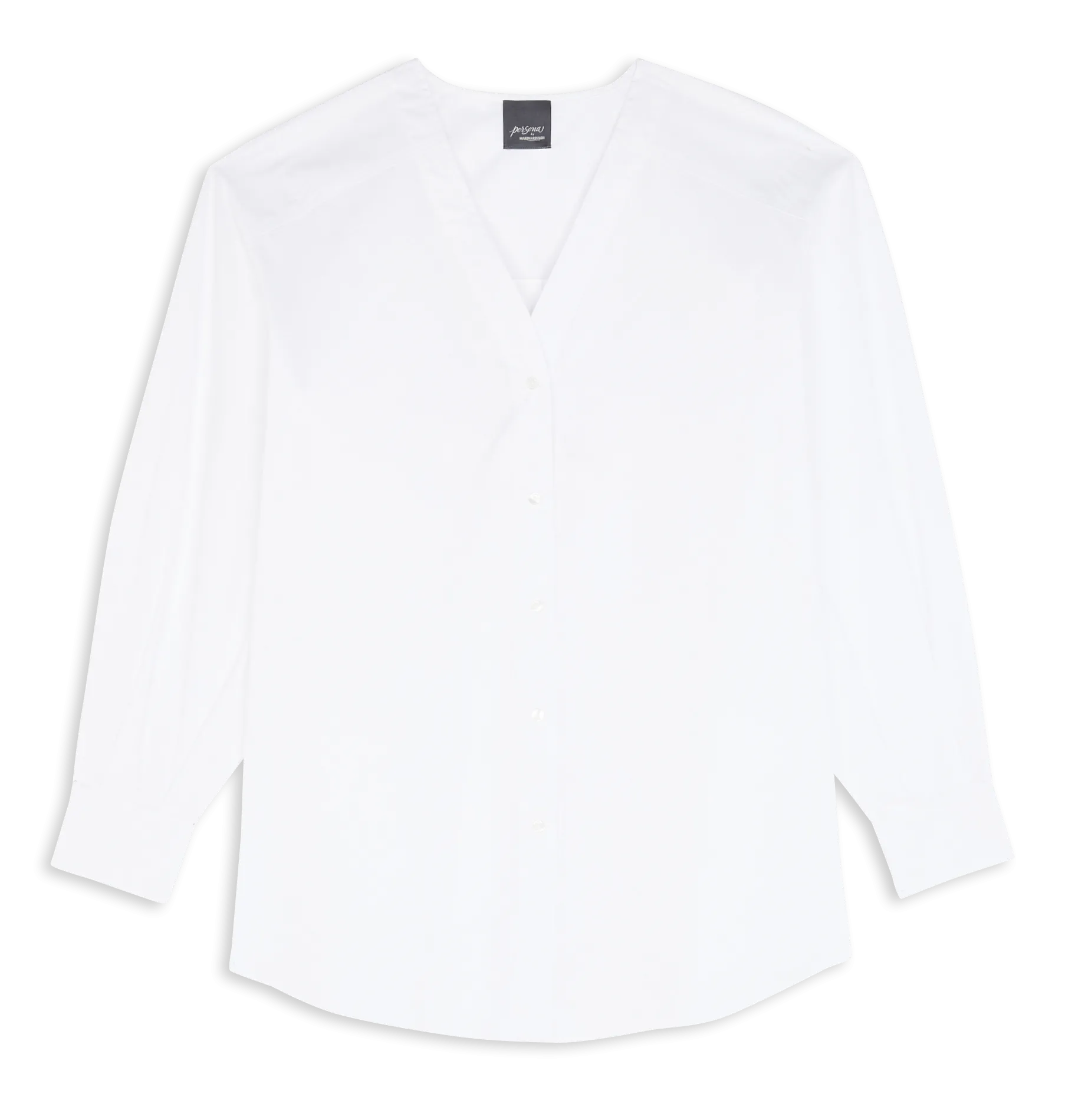 Chemise ample col V en coton Blanc TEDESCO