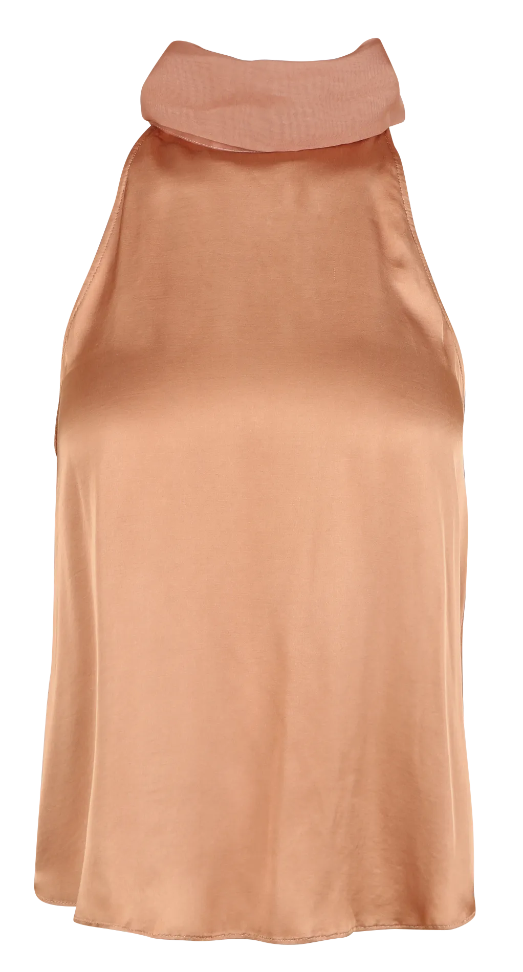 Top col foulard en georgette satiné Marron VALOIS