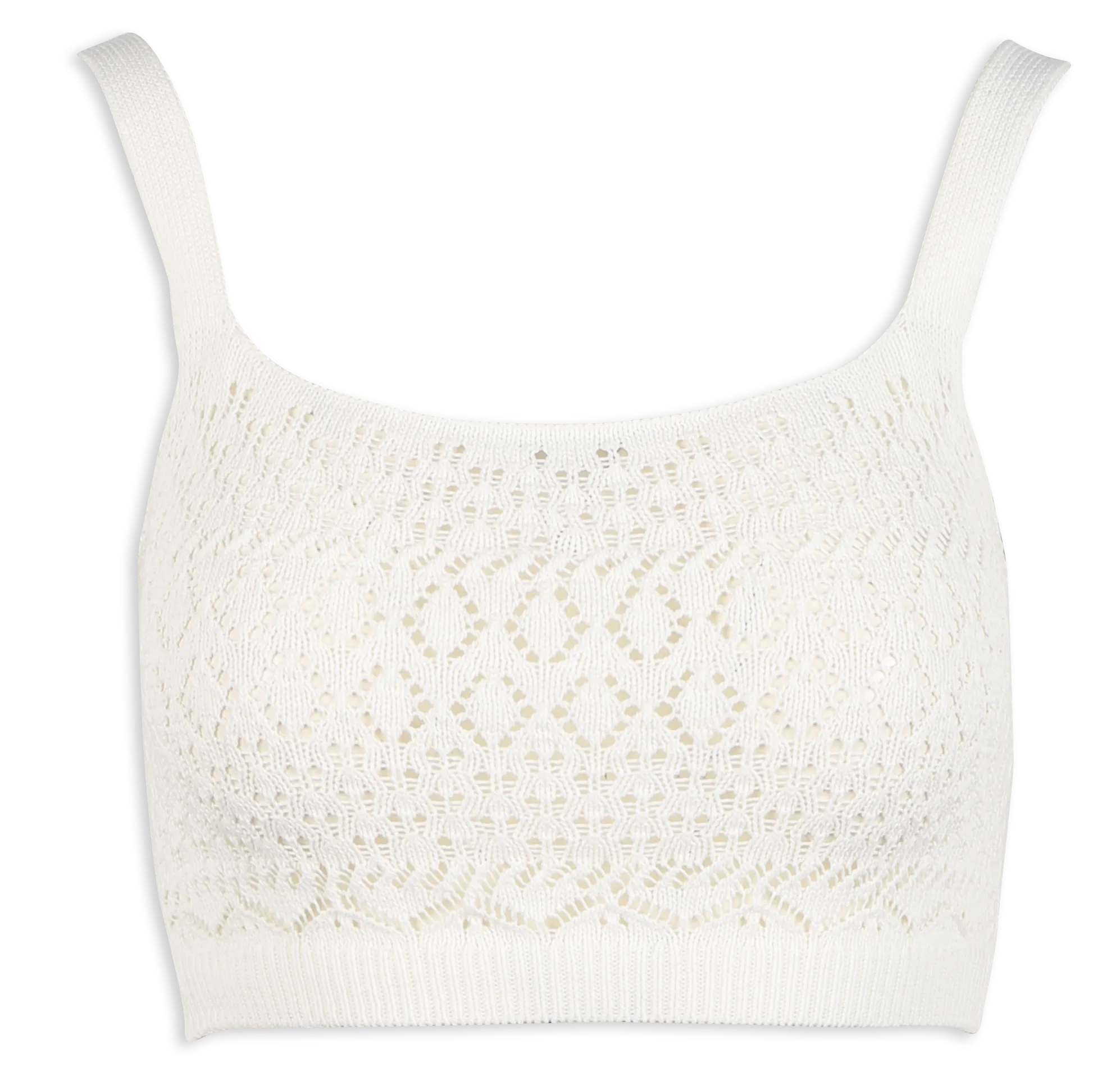 Top sans manches brodé et ajouré en coton maillé Blanc ALDA