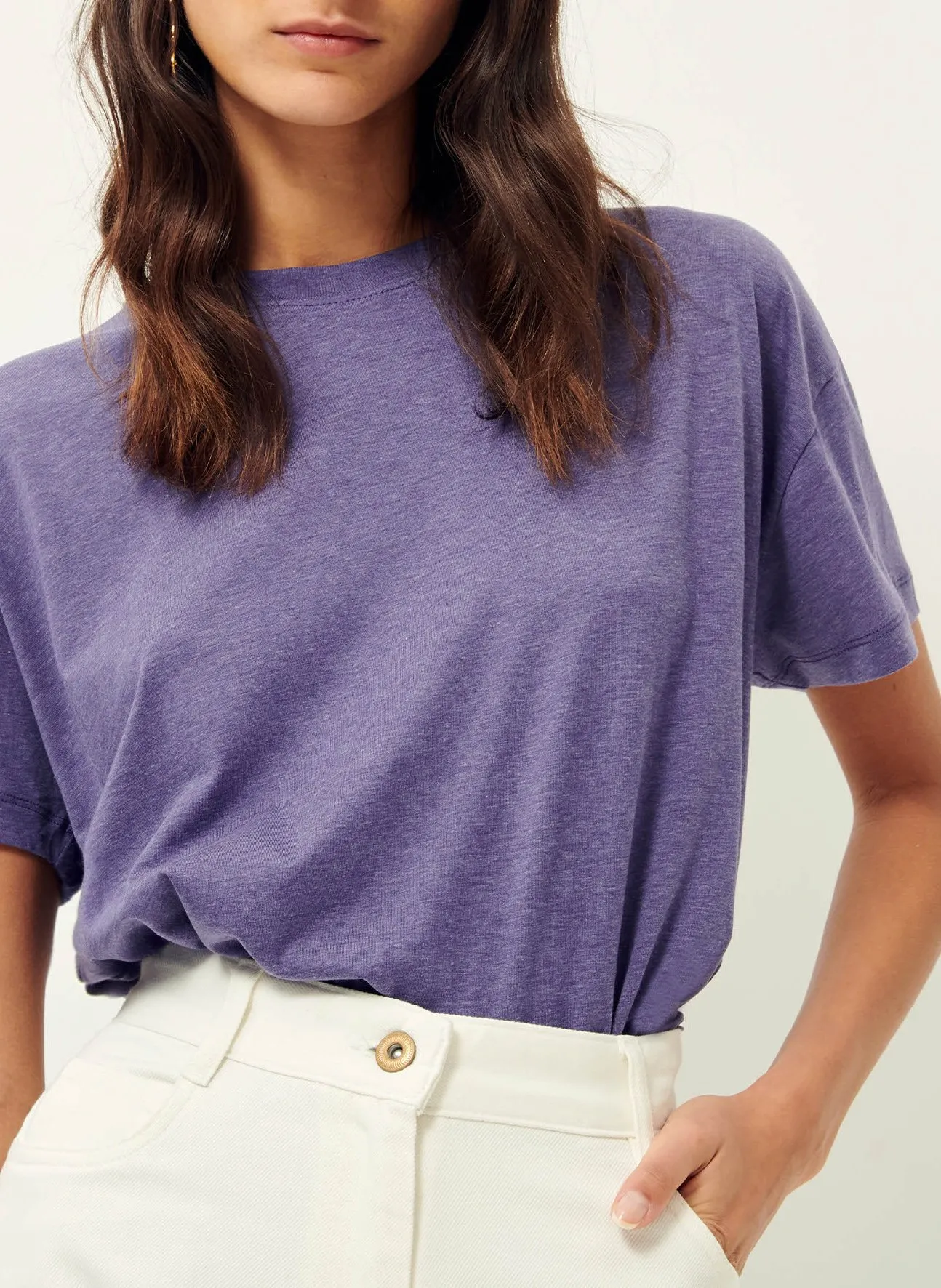 Tee-shirt ample col rond fluide Violet TOO