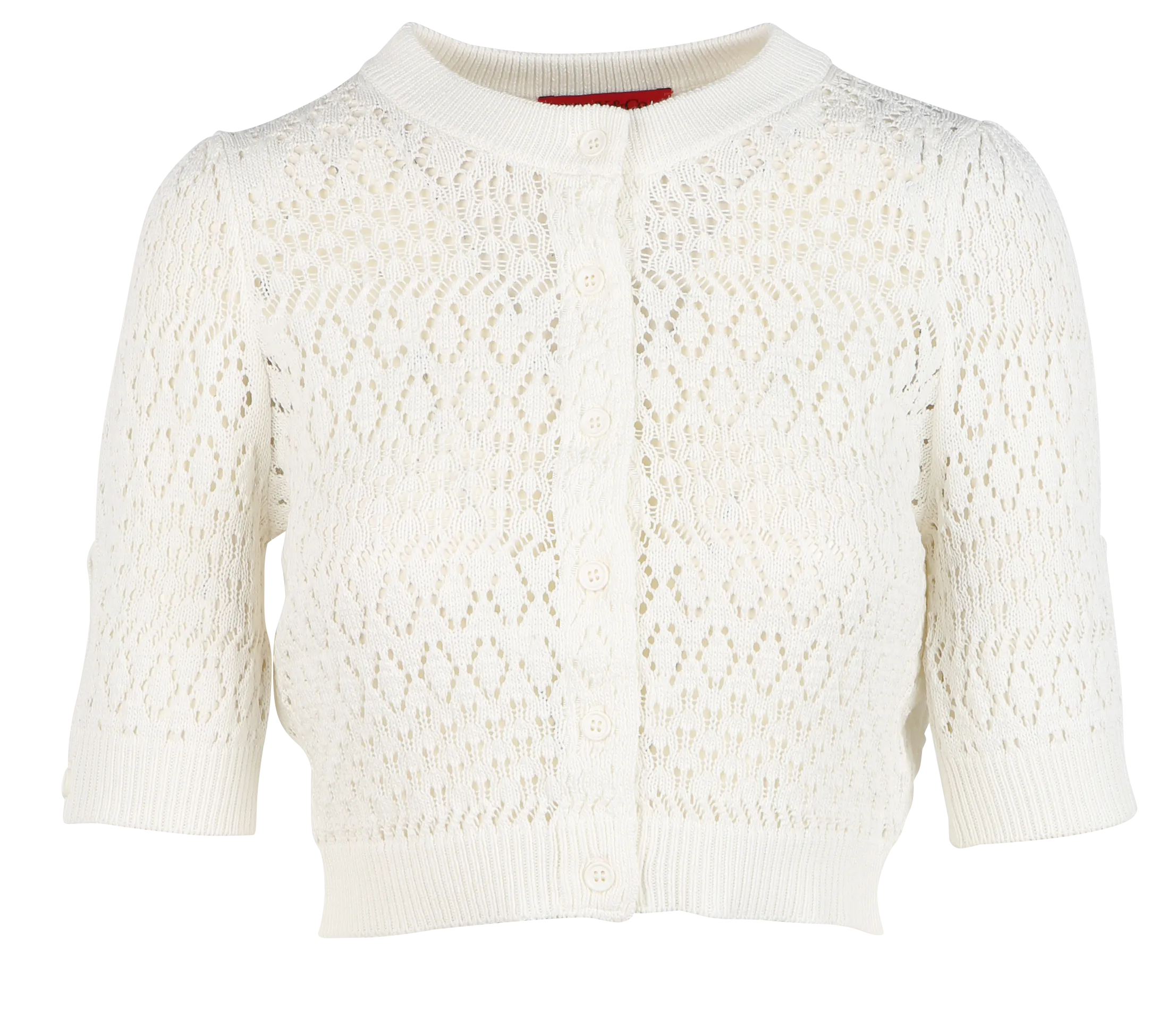 Pull manches courtes ajouré en coton Blanc ZEMIRA