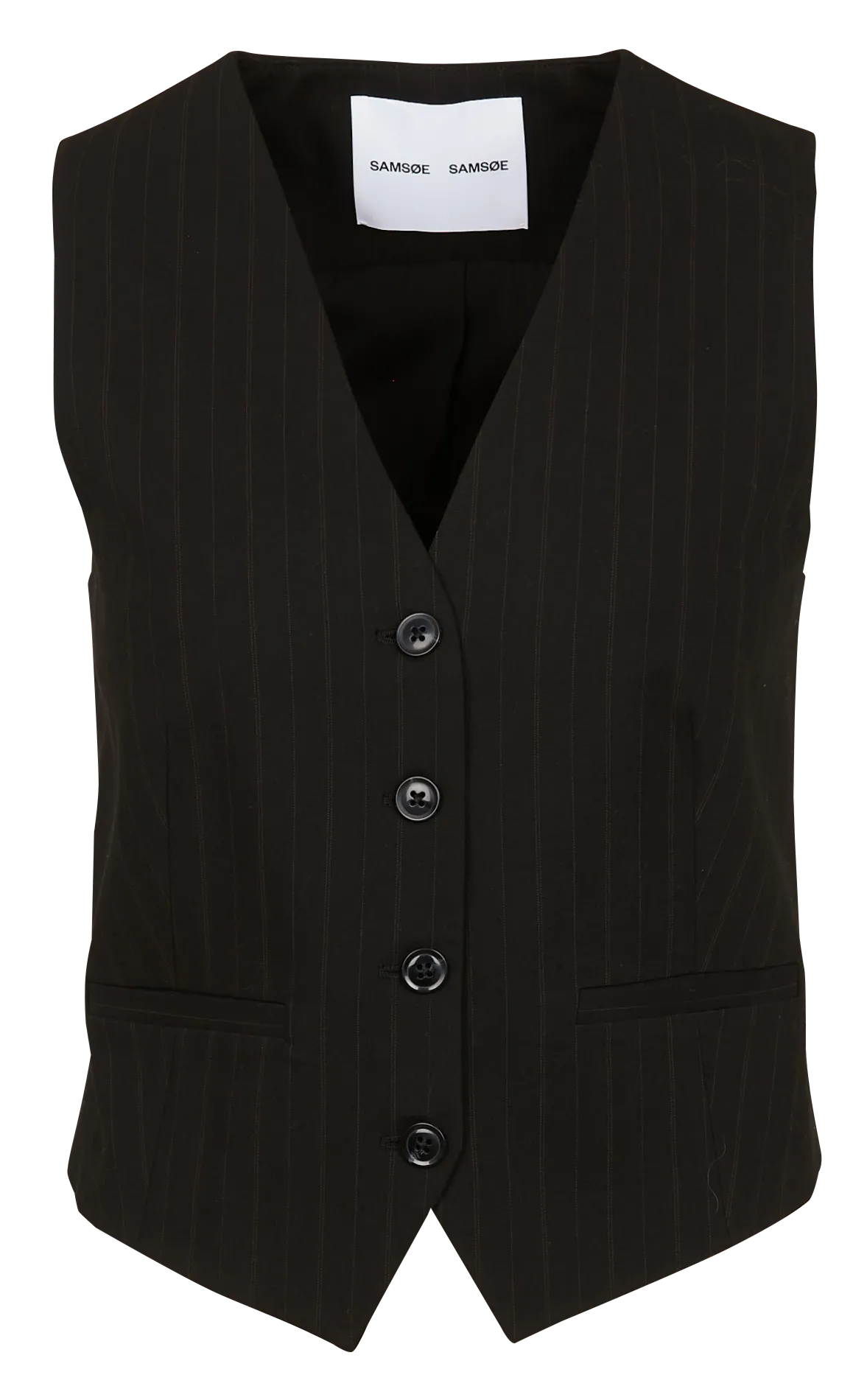 Gilet cintré court à col V Noir SARAMO