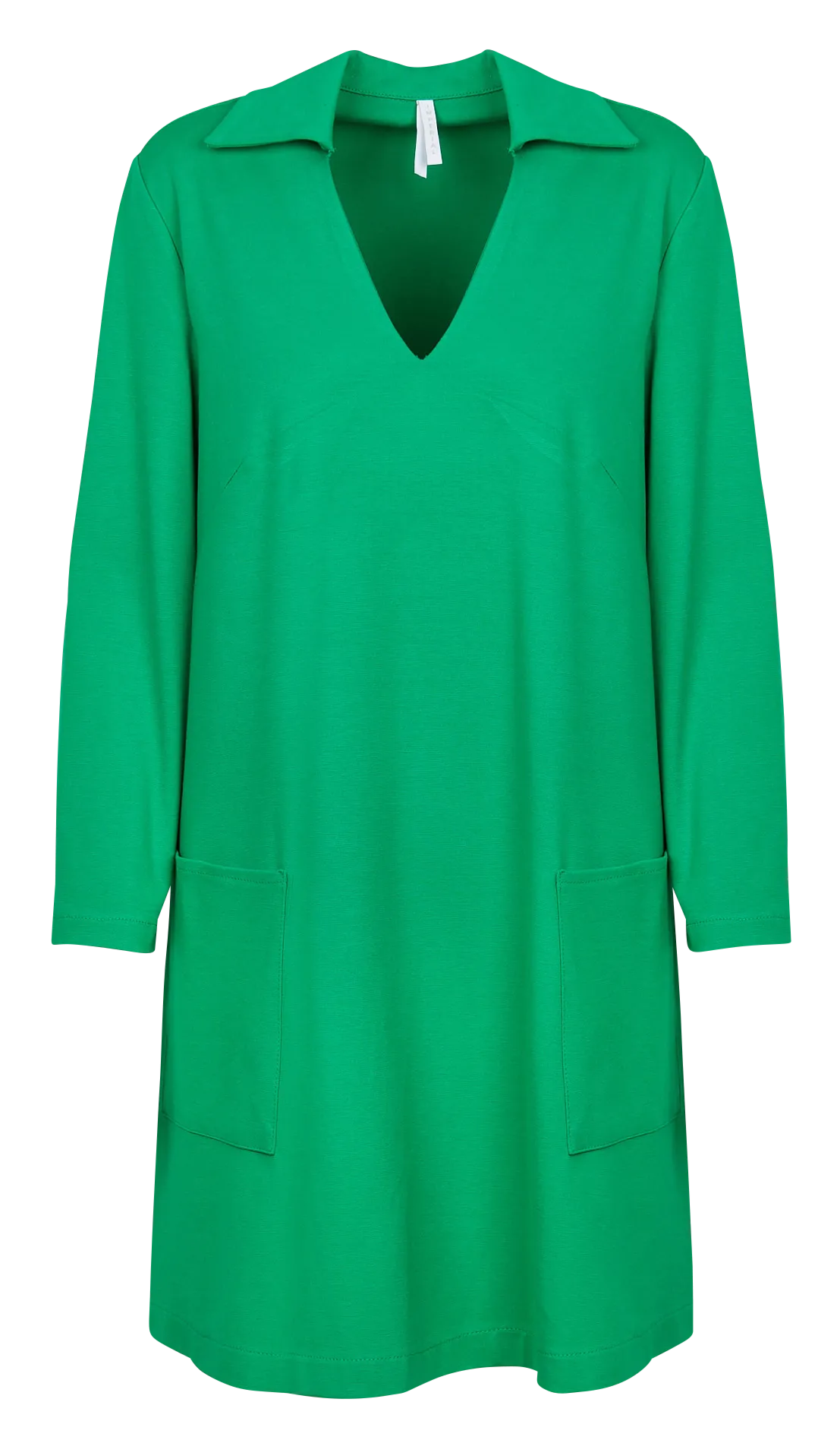 Robe courte droite col V manches 3/4 Vert