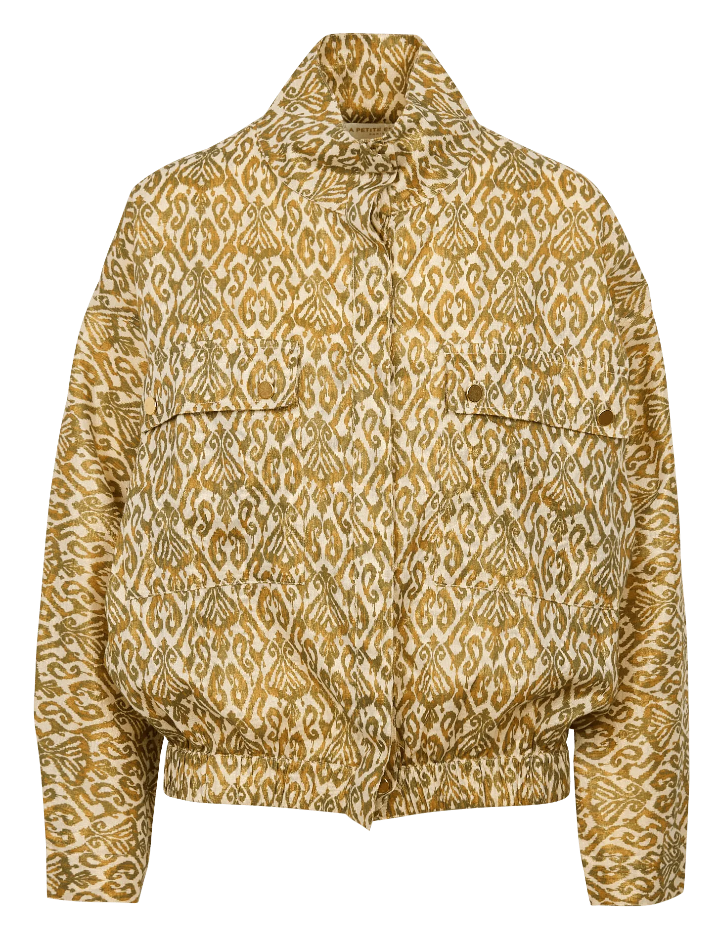 Veste droite imprimée à col montant en coton Vert VELLEDA