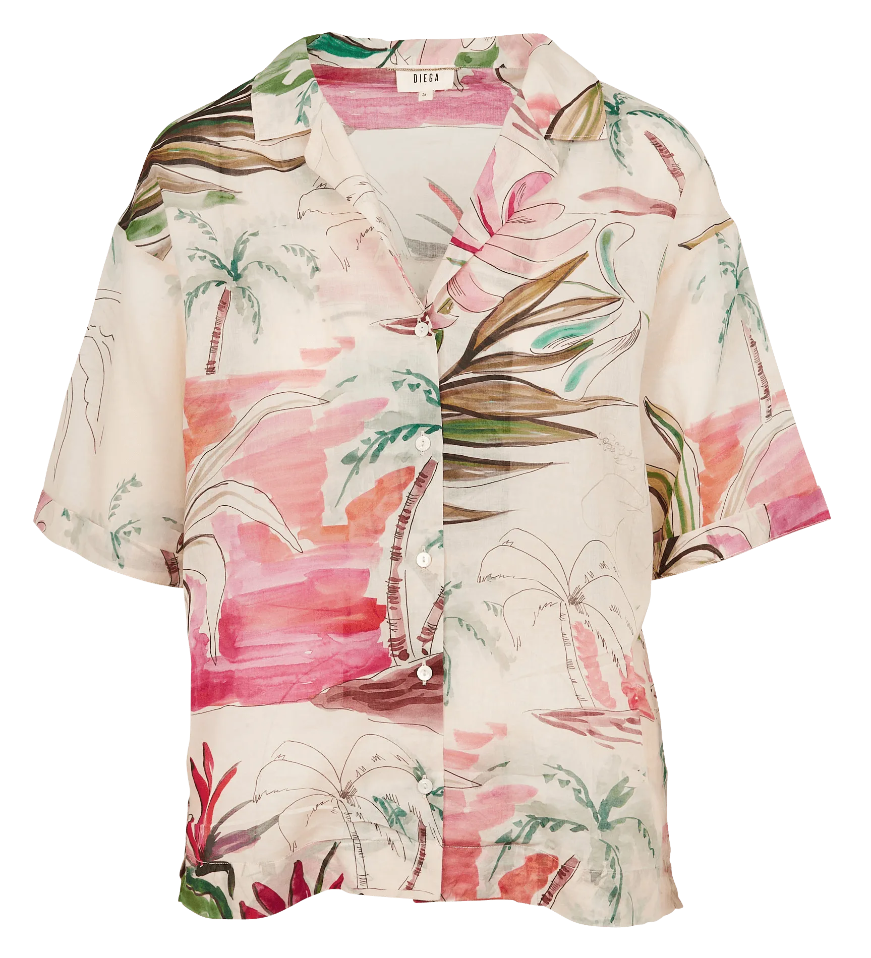 Chemise ample col classique en coton imprimé Rose CABA