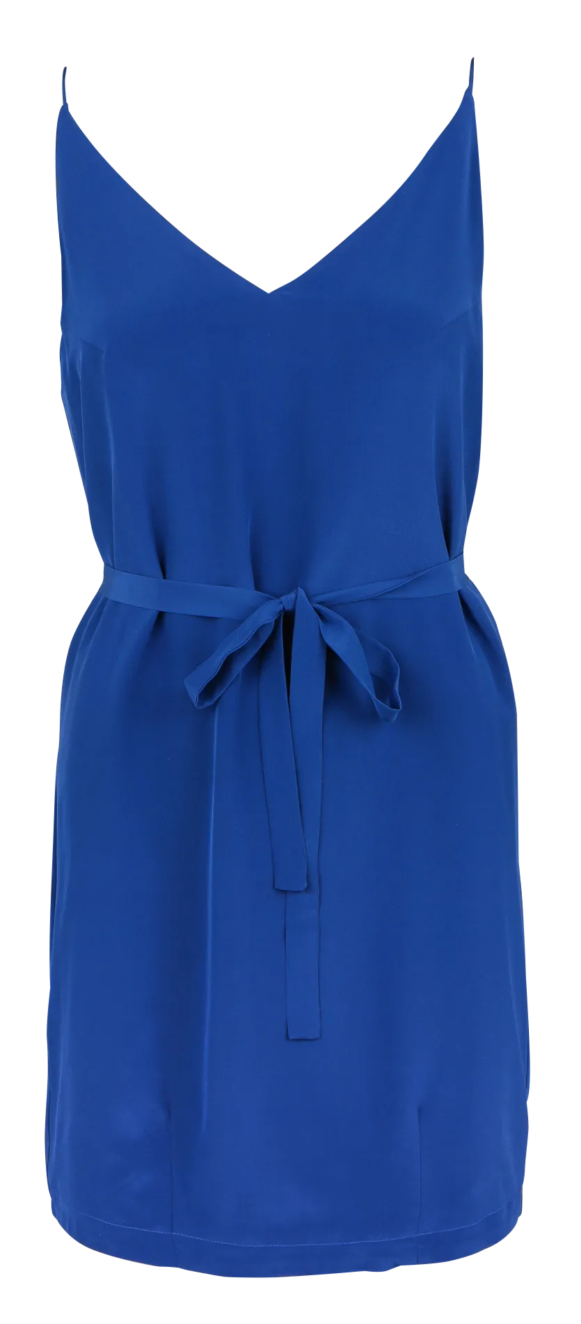 Robe courte col V en soie Bleu MAEVA
