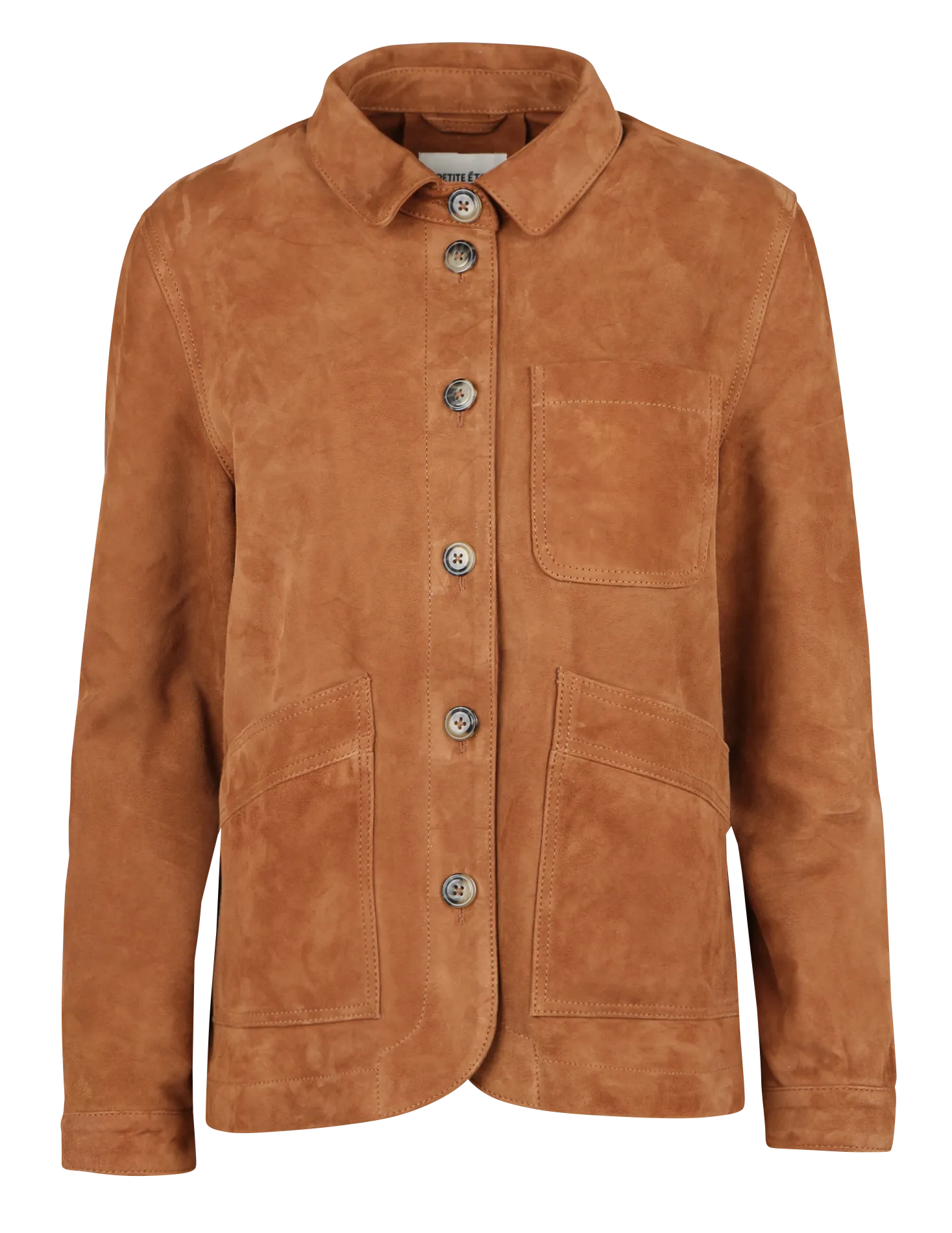 Veste col classique en cuir velours Marron FAULINE