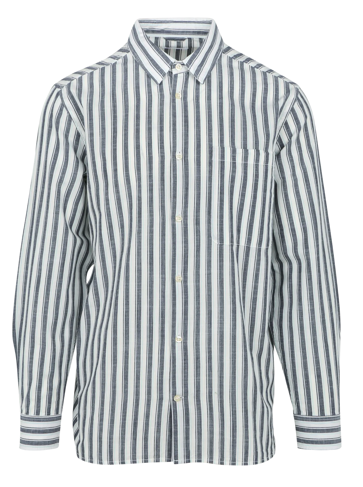 Chemise droite col classique en coton bio Bleu