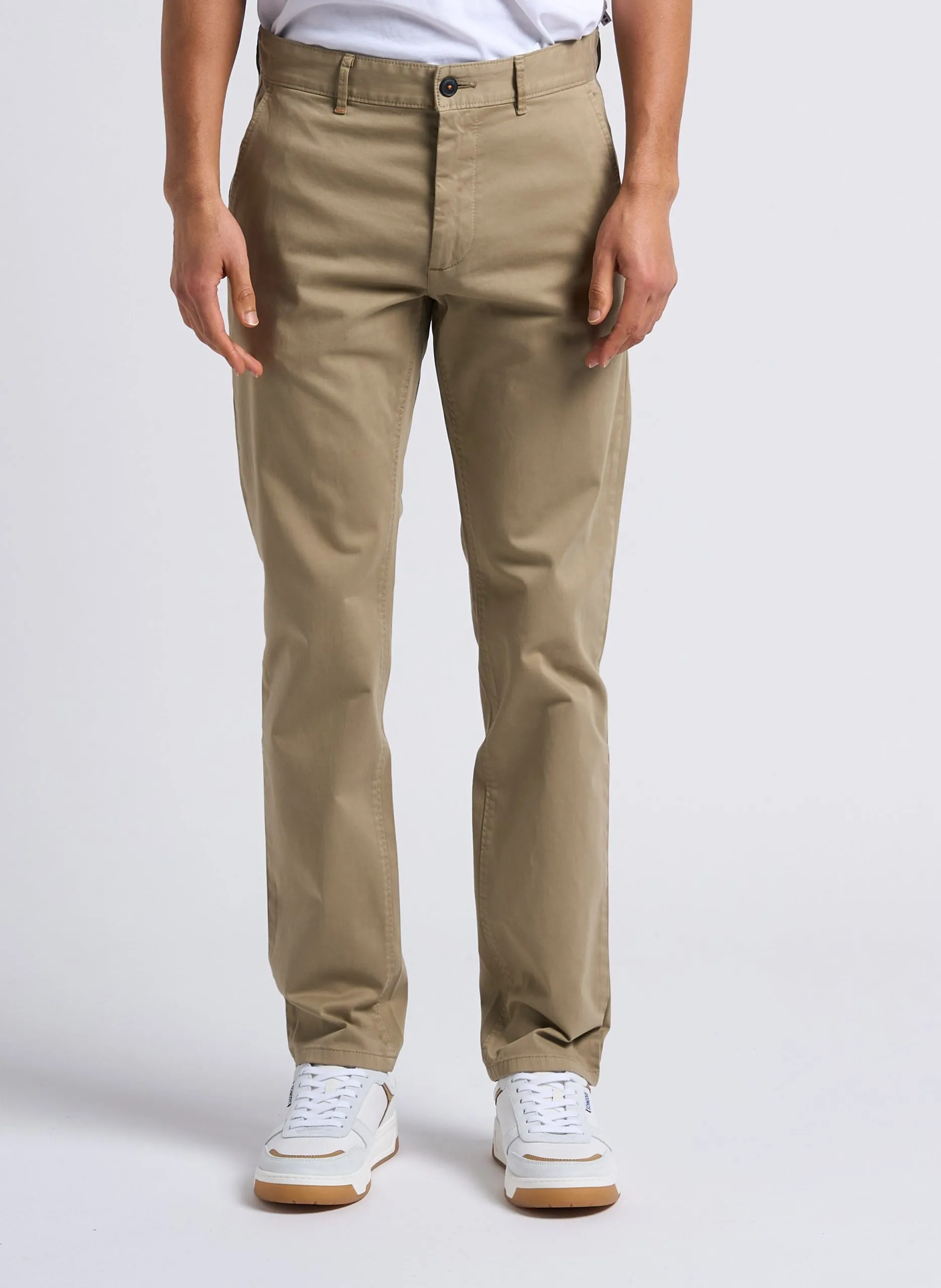 Pantalon chino en coton stretch Marron