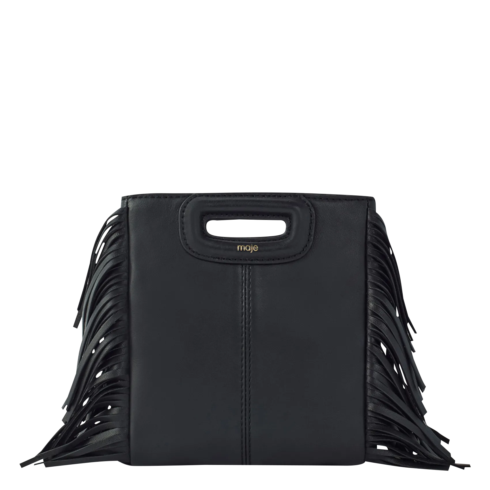 Petit sac bandoulière à franges en cuir Noir M MINI