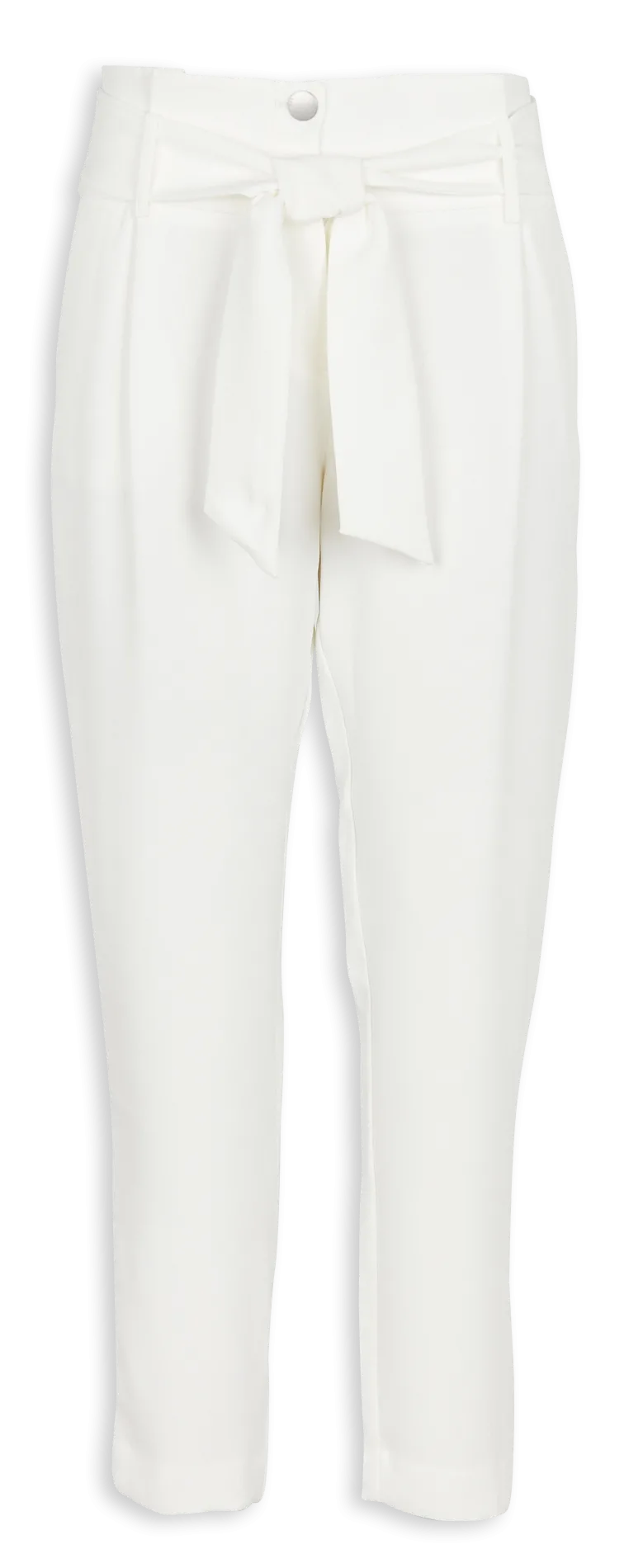 Pantalon carotte taille haute ceinturée Blanc