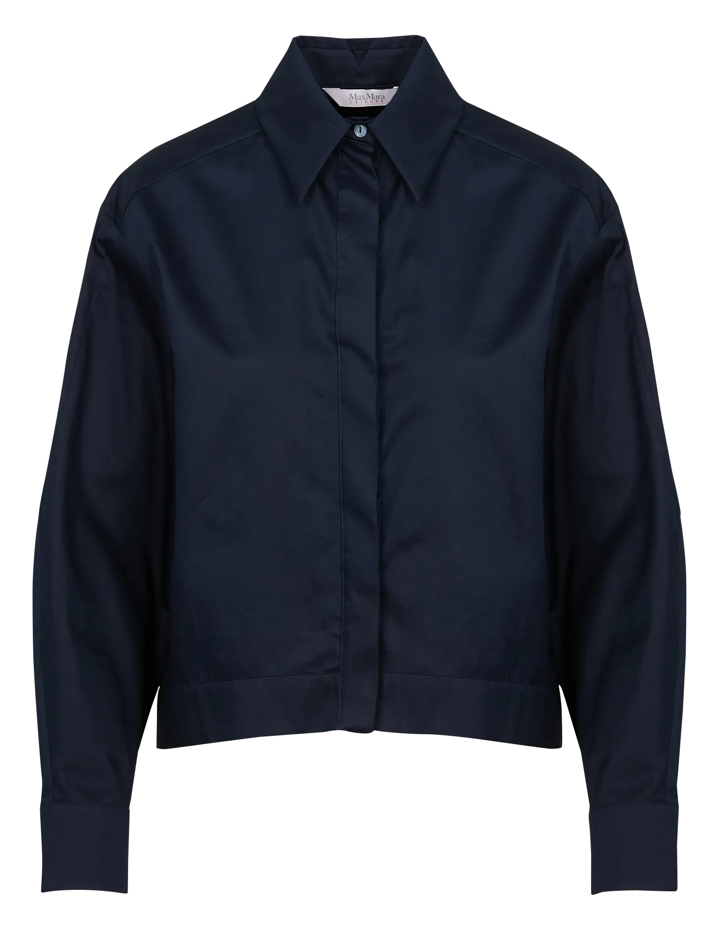 Chemise courte satinée en coton Bleu DANDY