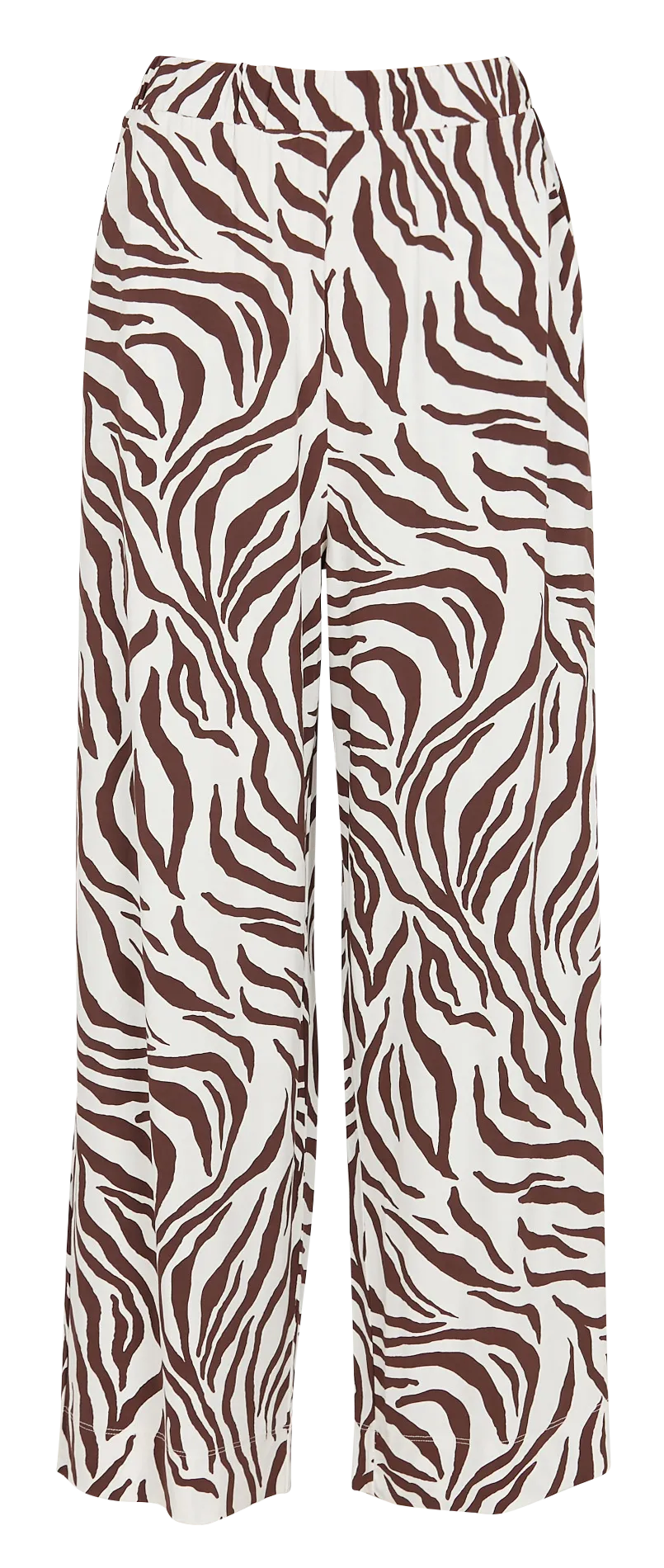 Pantalon droit imprimé à taille haute élastiquée Marron REBUS