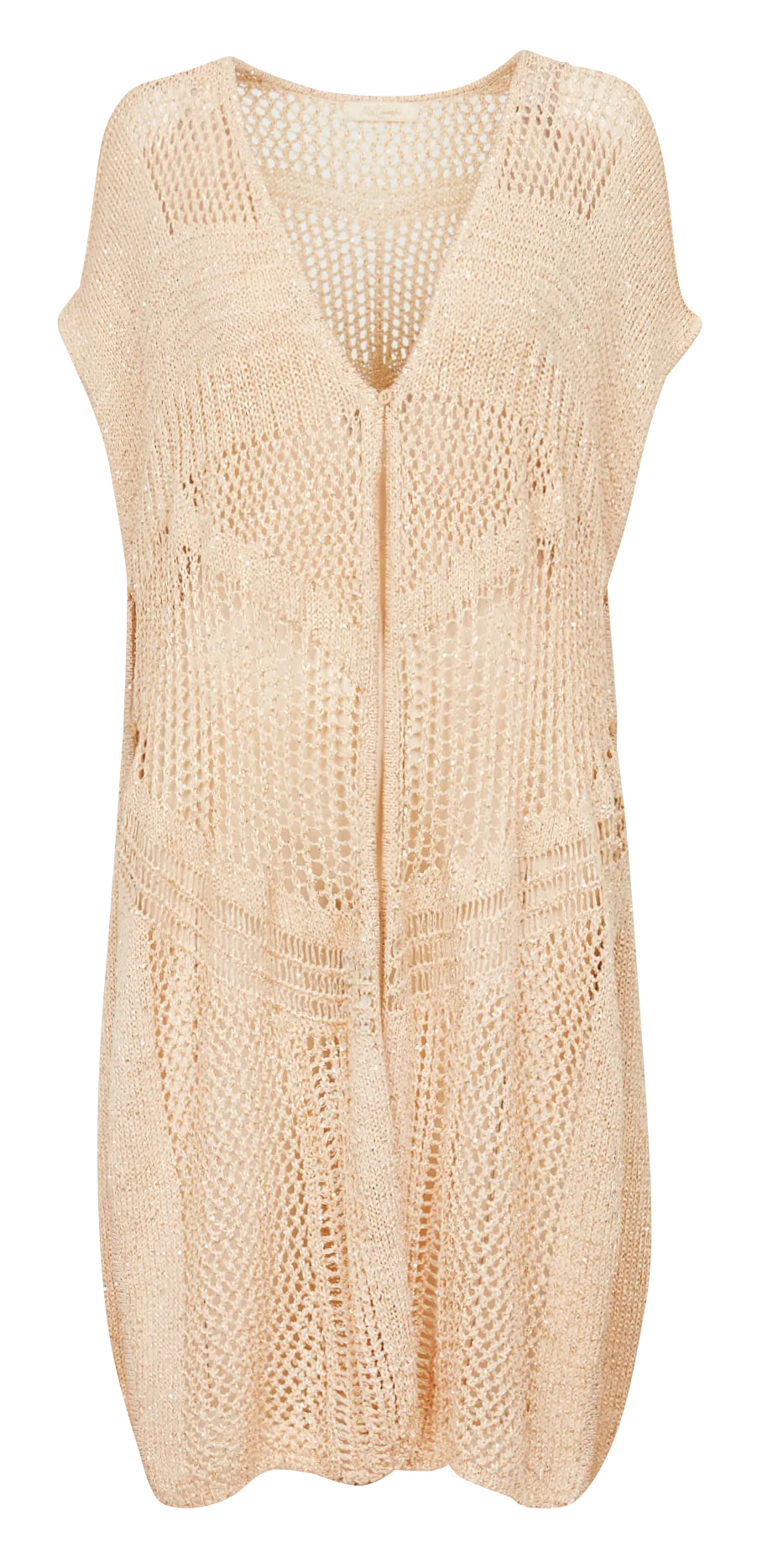 Gilet ouvert maillé et ajouré à sequins Doré STARIA