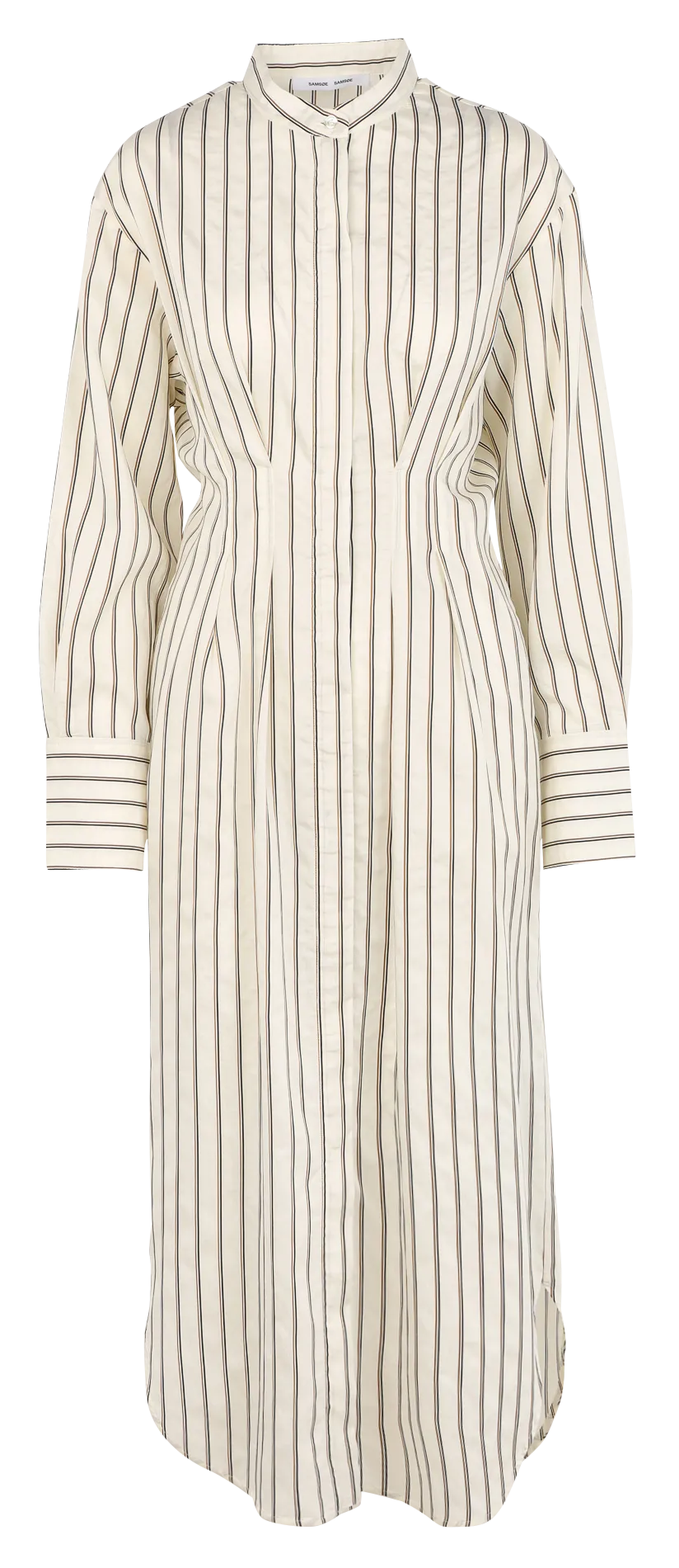 Robe longue ajustée à col mao Blanc SABOSSE