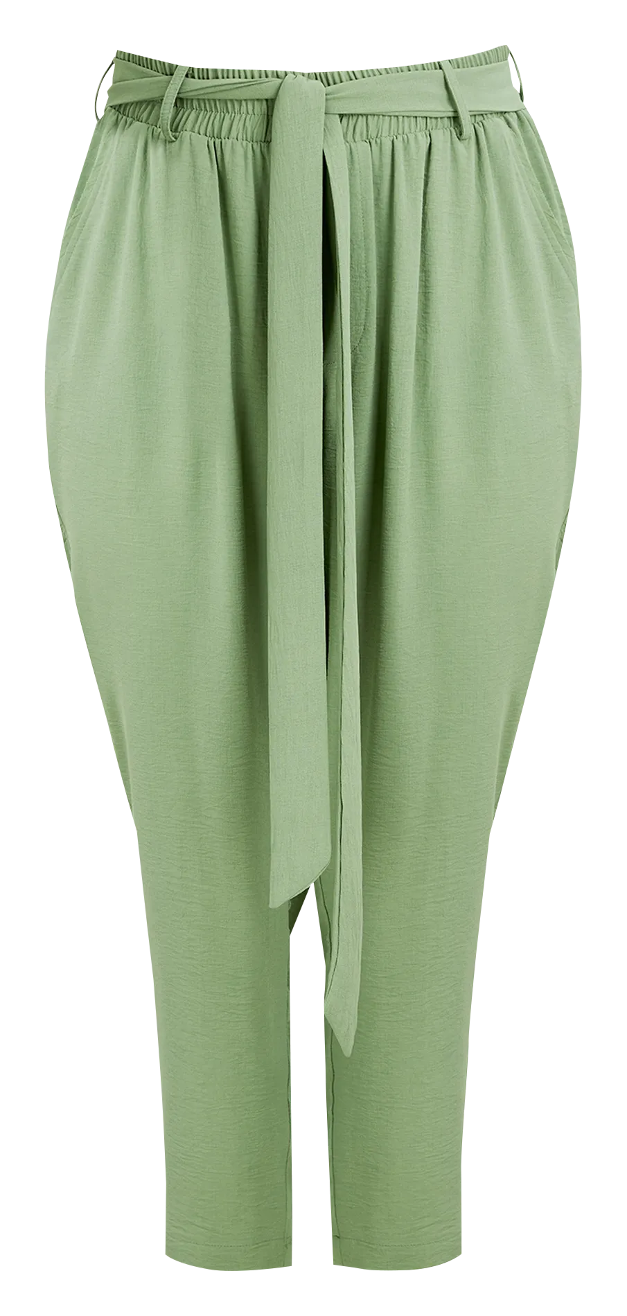 Pantalon cigarette ceinturé à effet ballon Bleu