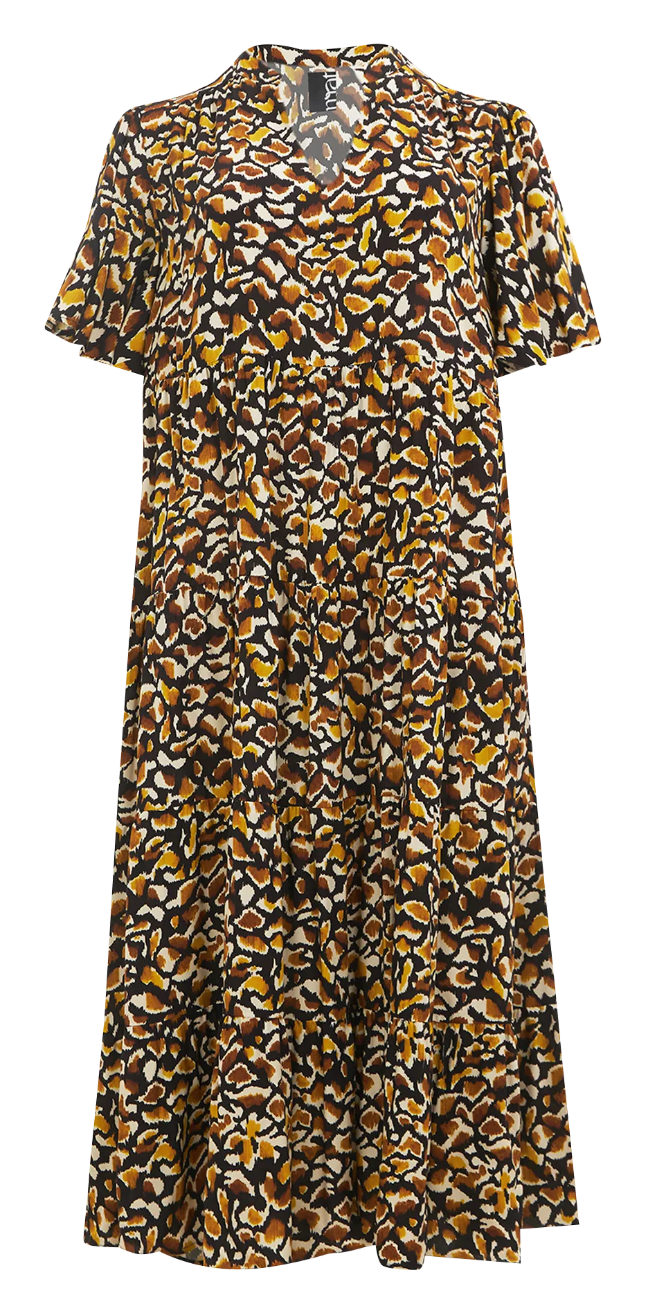 Robe longue col V imprimée Jaune