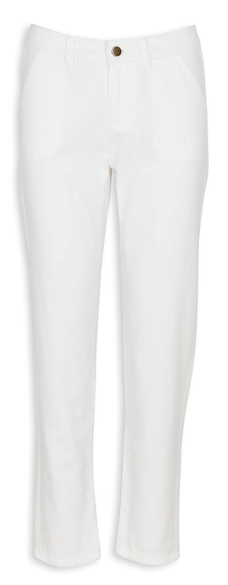 Pantalon slim taille haute en coton Blanc NALLA