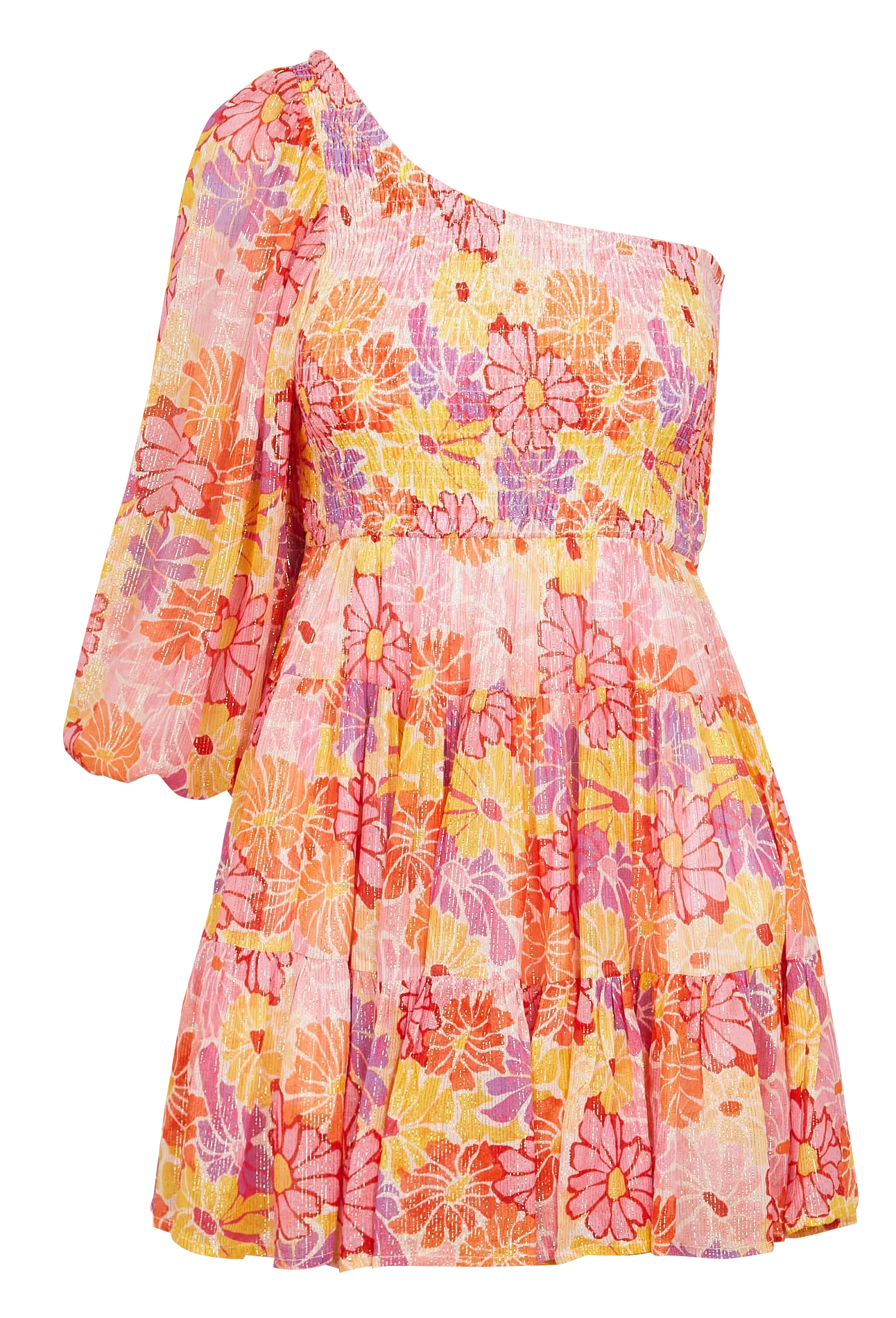 Robe courte asymétrique imprimée Multicolore JOANNA