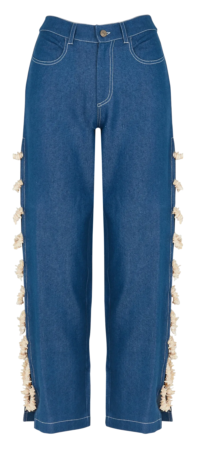 Jean droit en coton avec coquillages Bleu PAUL