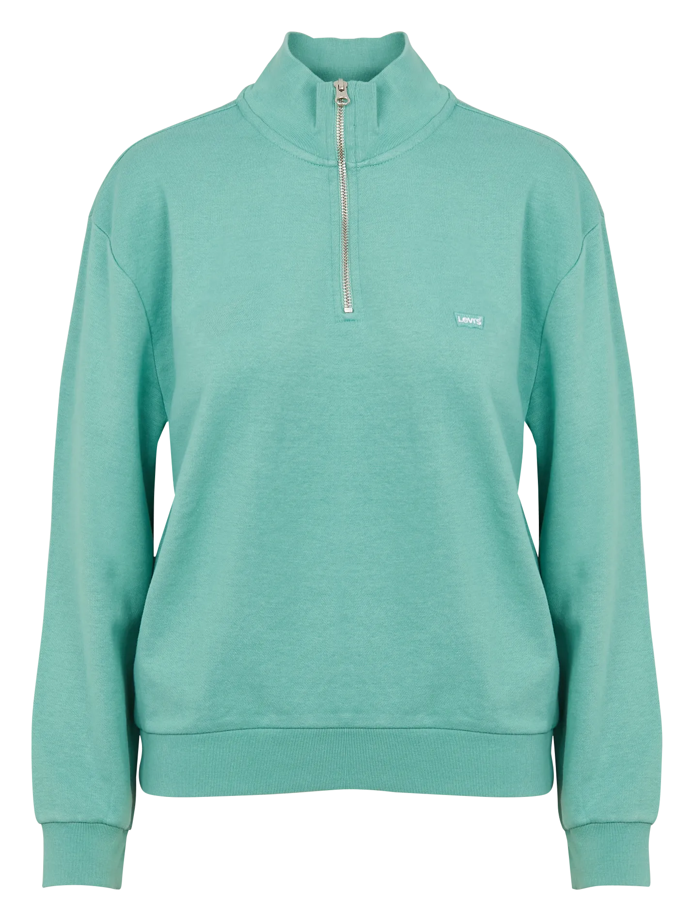 Sweat droit col montant en coton mélangé Vert