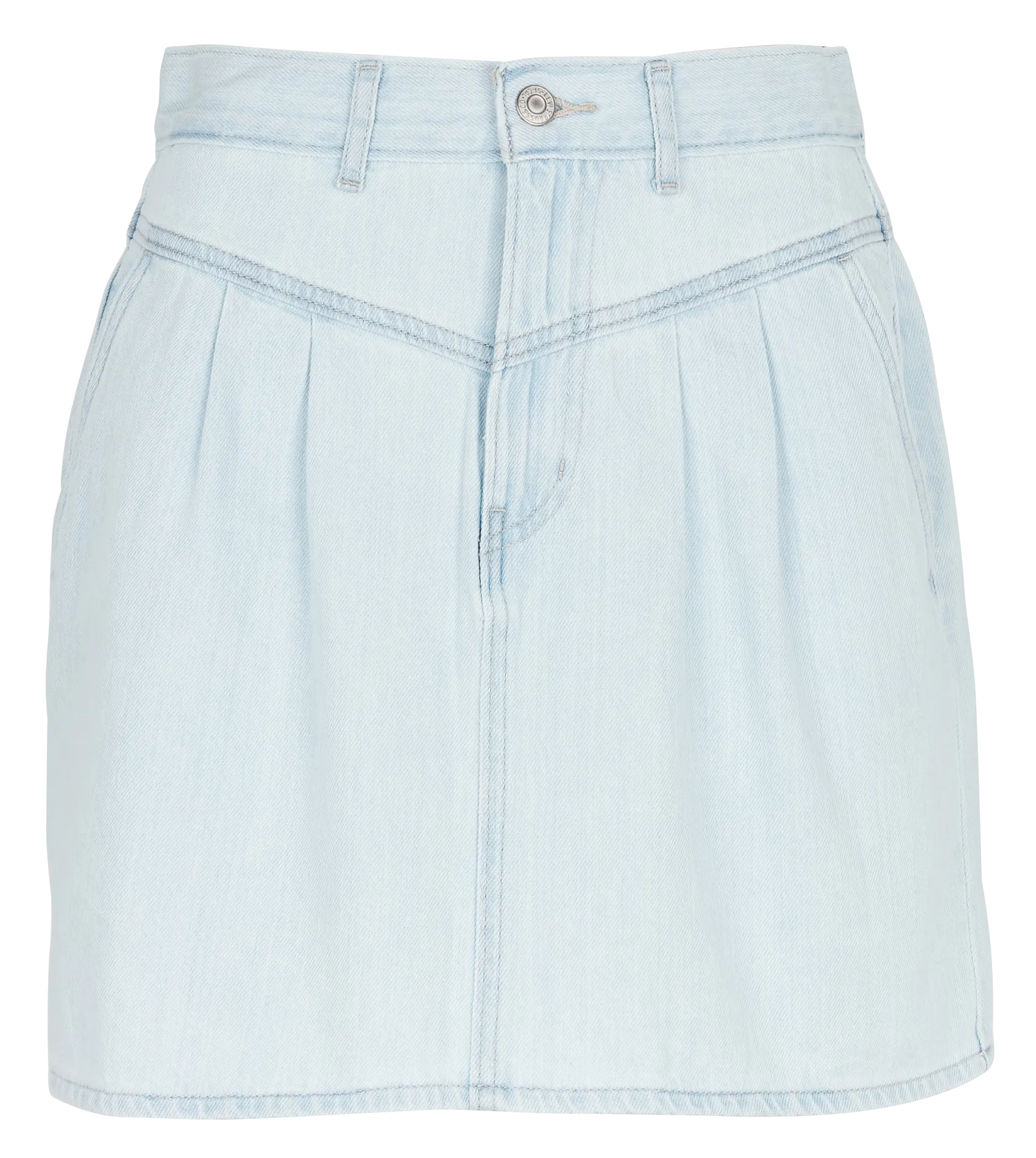 Jupe courte en denim coton mélangé Bleu