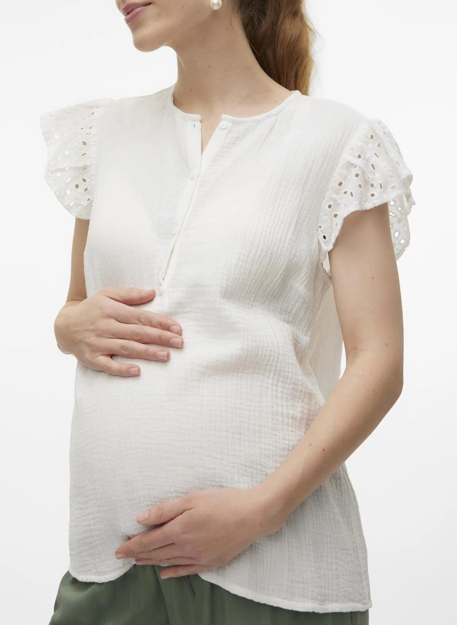 Top droit col rond en coton Blanc JUANA LIA