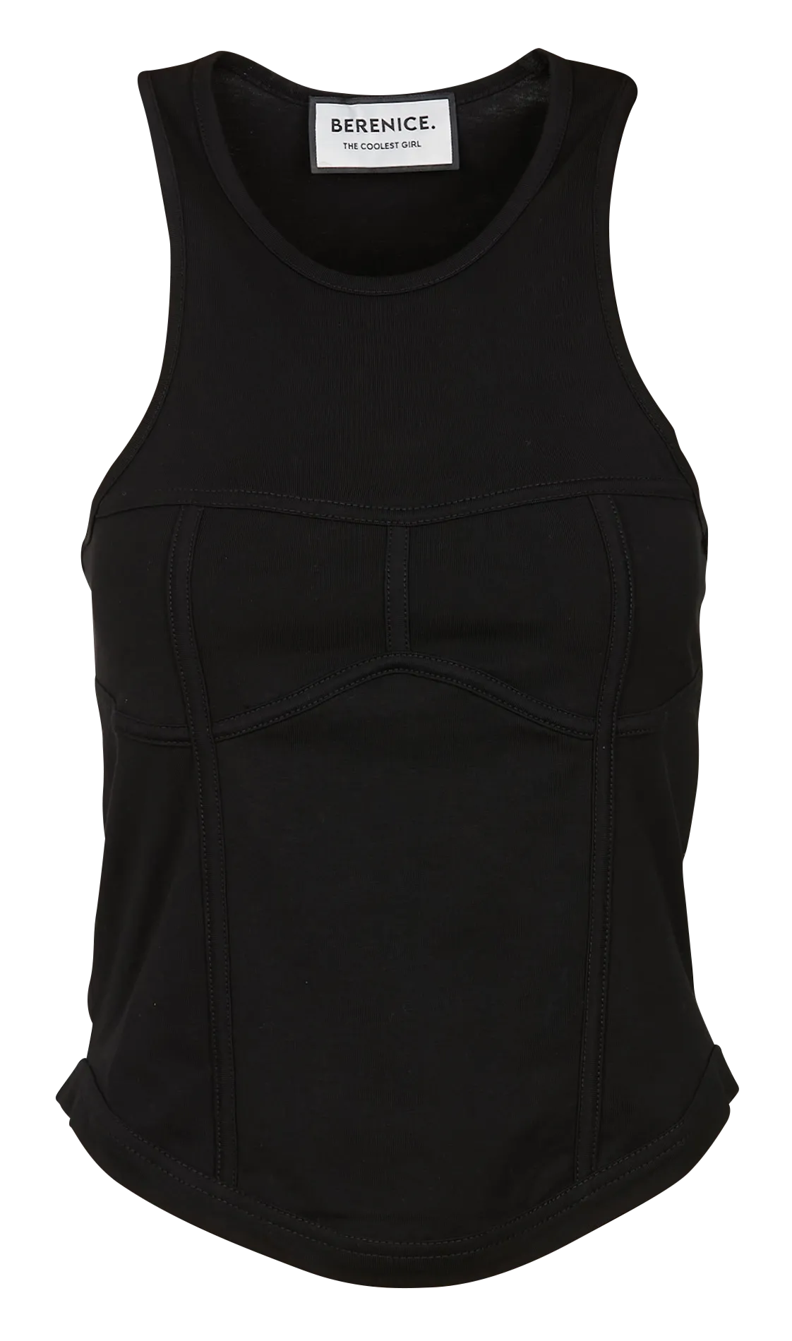 Débardeur droit col rond en coton Noir ELOANE