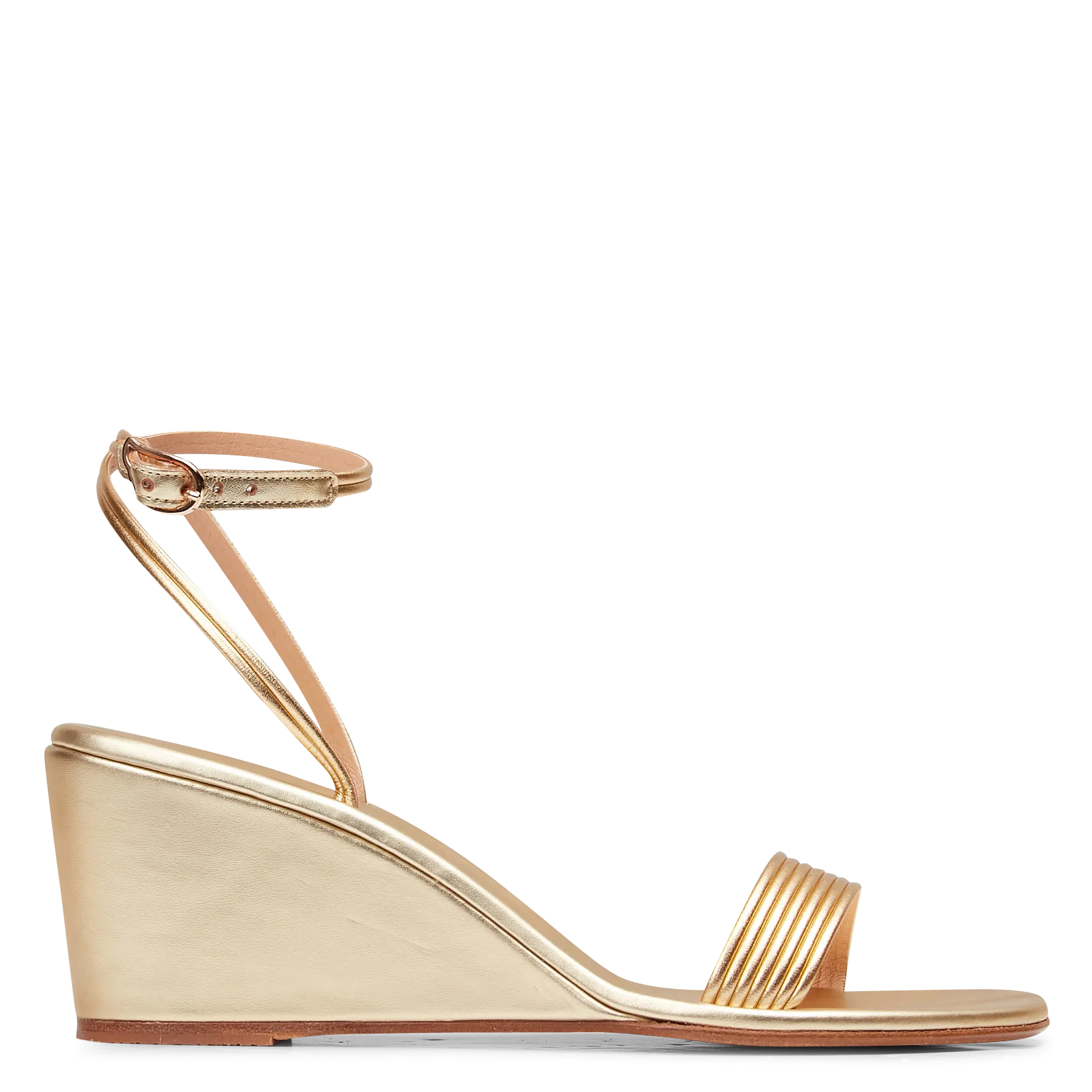 Sandales compensées effet cuir Doré CHRISMOS