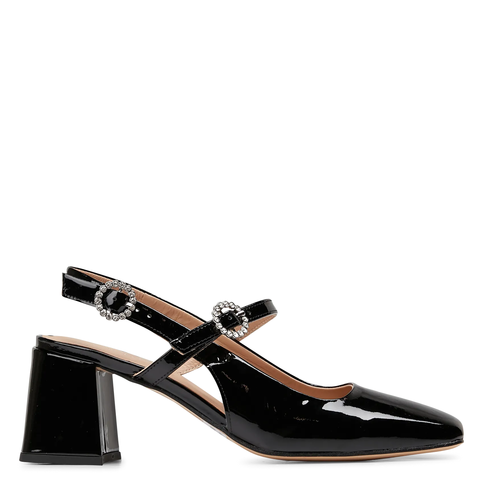 Sandales hautes en cuir verni Noir DINANE