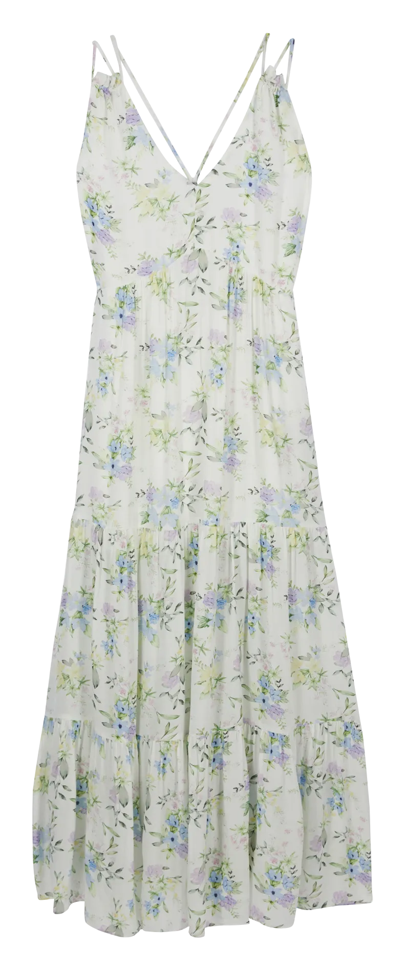 Robe longue imprimée avec laçage Blanc