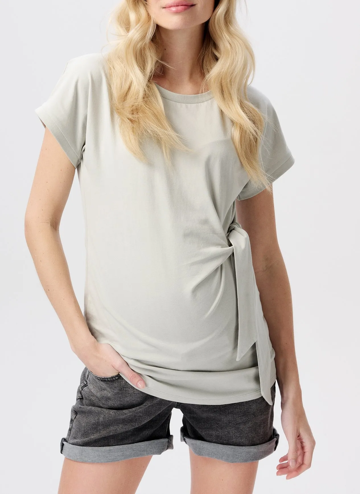 Tee-shirt col rond en coton bio mélangé Vert JANET