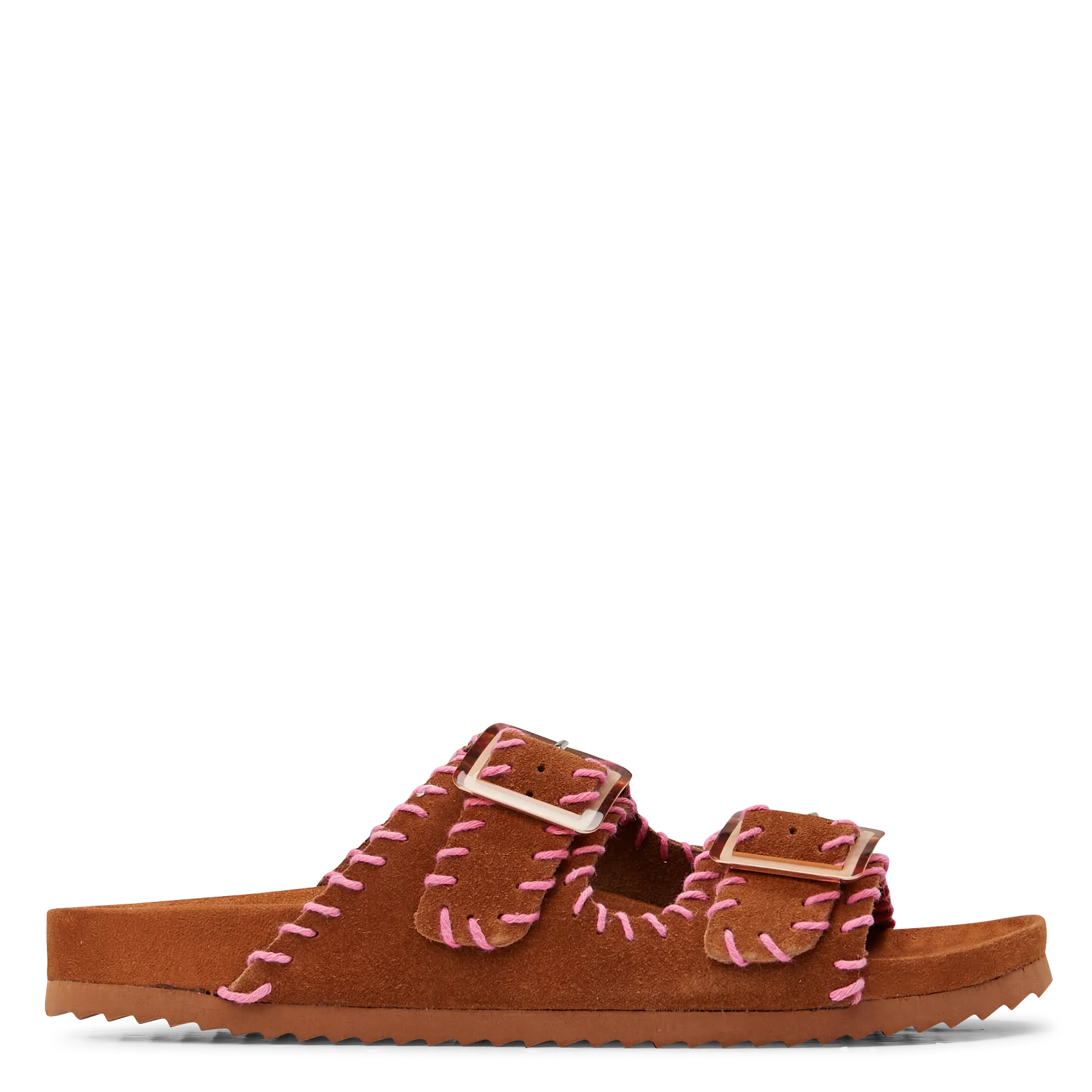 Mules plates en cuir velours Marron