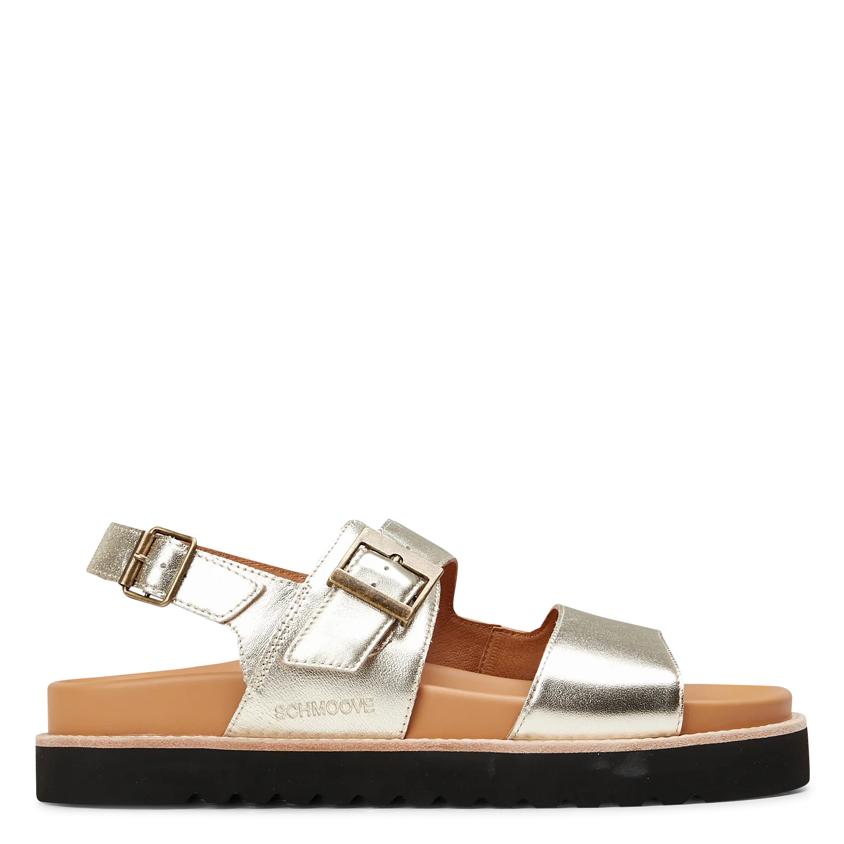 Sandales plates en cuir métallisé Doré OLIVA