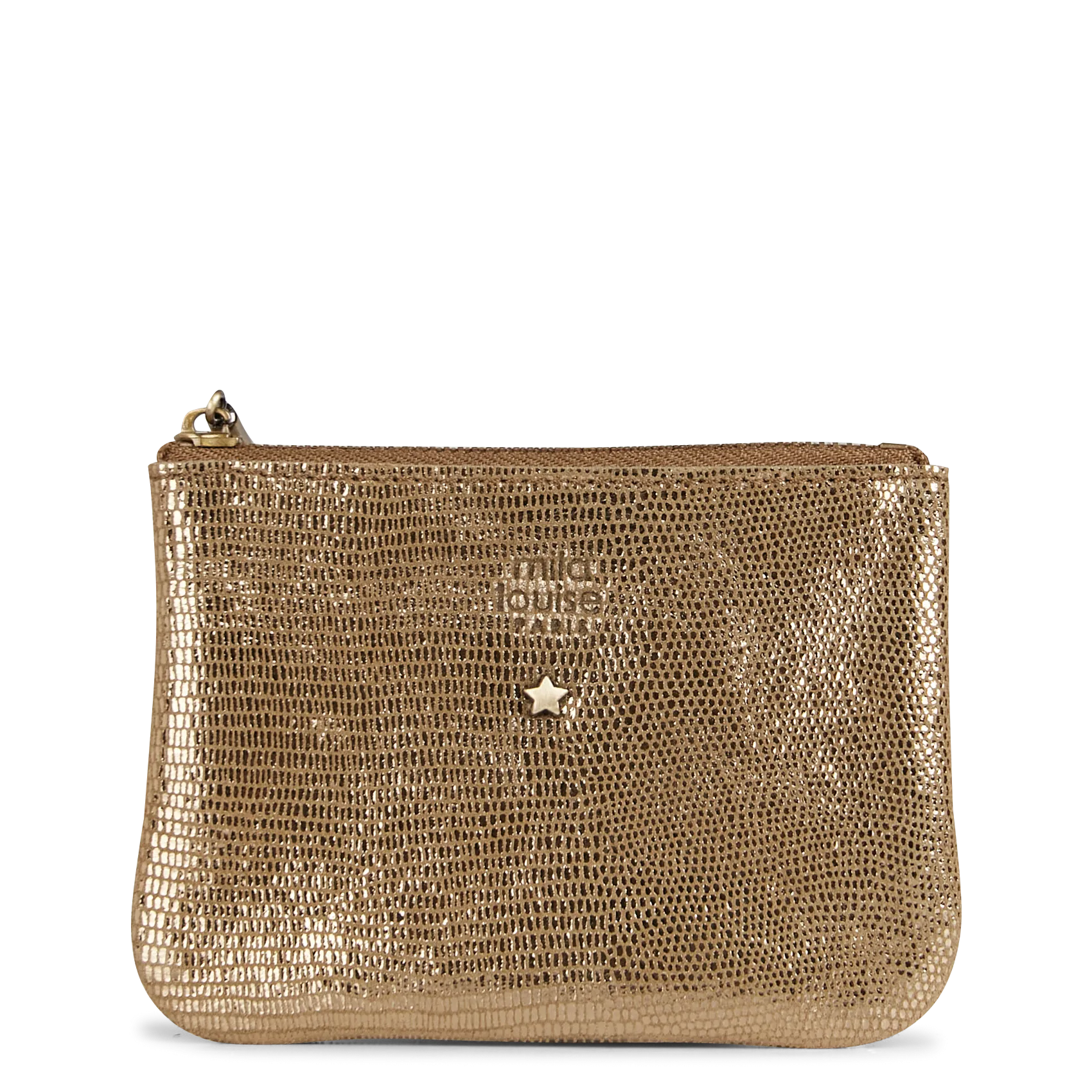 Porte-monnaie zippé en cuir métallisé Vert BRINY