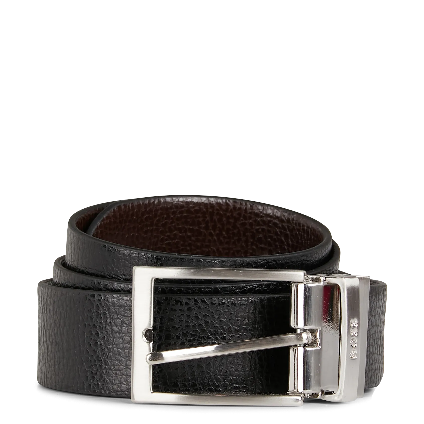 Ceinture ajustable à boucle en cuir grainé Noir