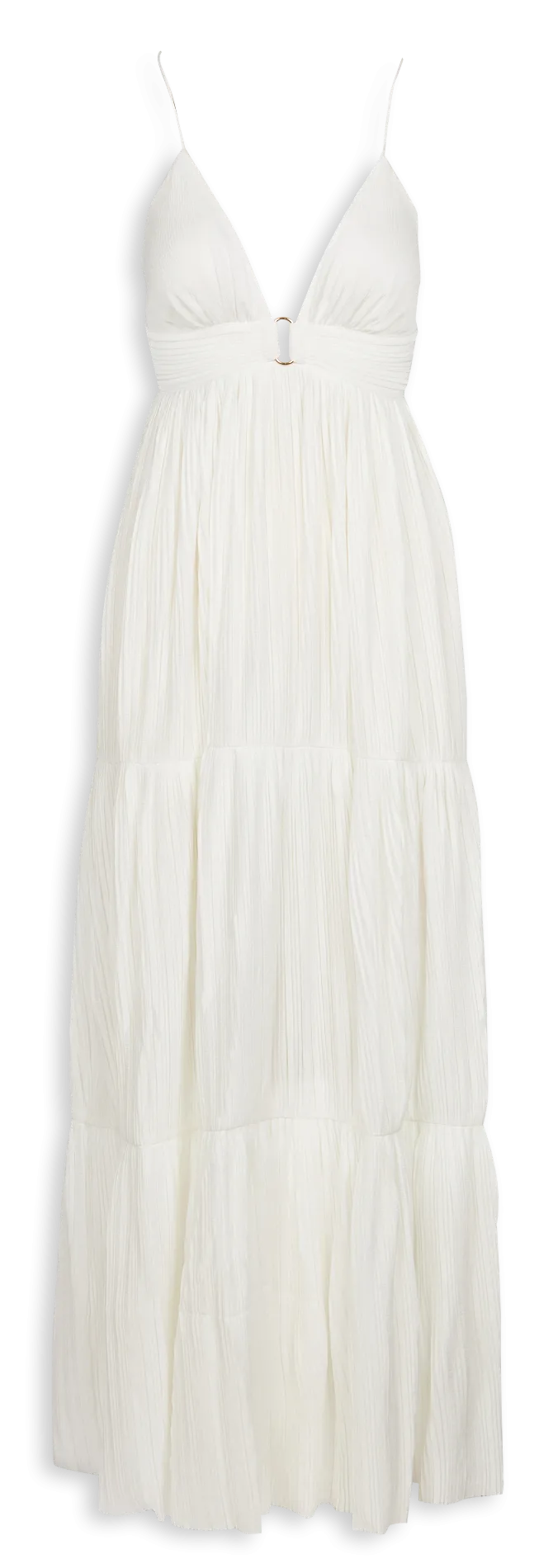 Robe longue col V plissée Blanc WASTA