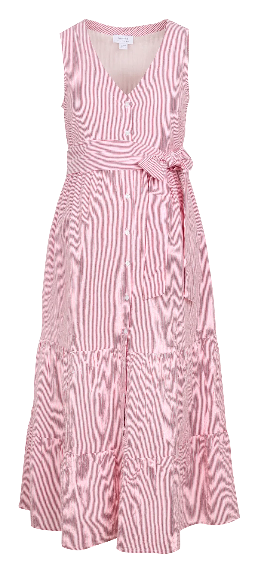 Robe de grossesse droite col V en coton rayé Rouge ESMERELDE