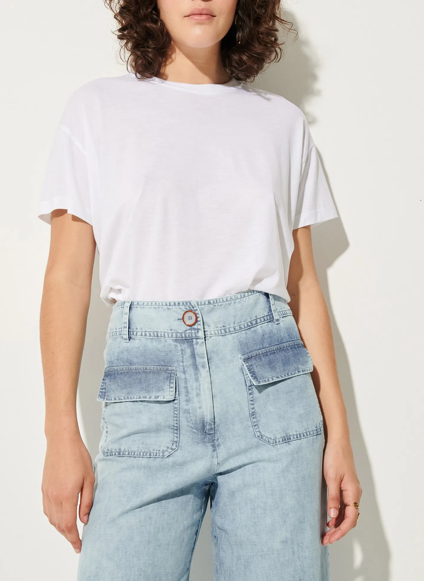 Tee-shirt oversize col rond Blanc TOO