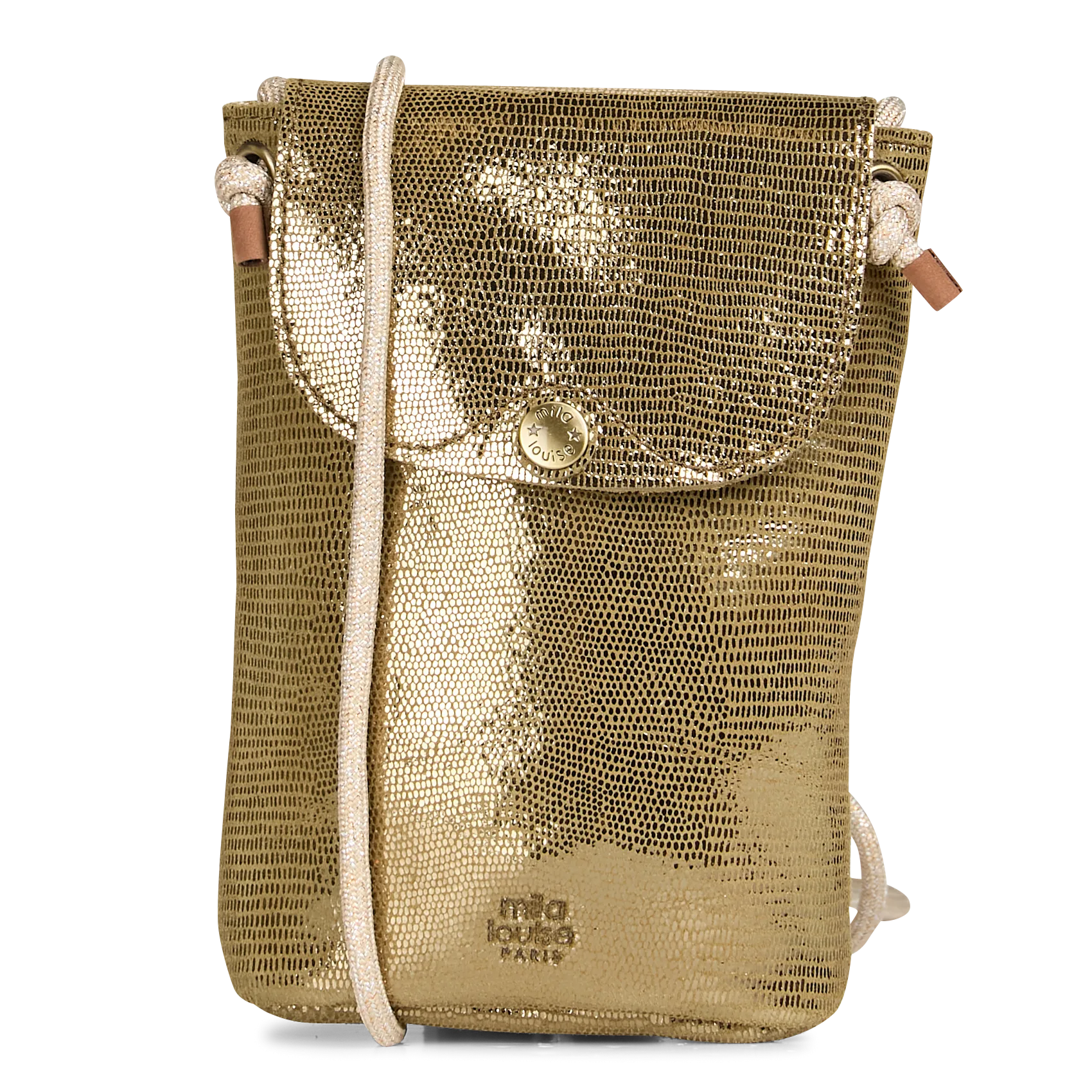 Pochette de téléphone en cuir métallisé Vert ROEL