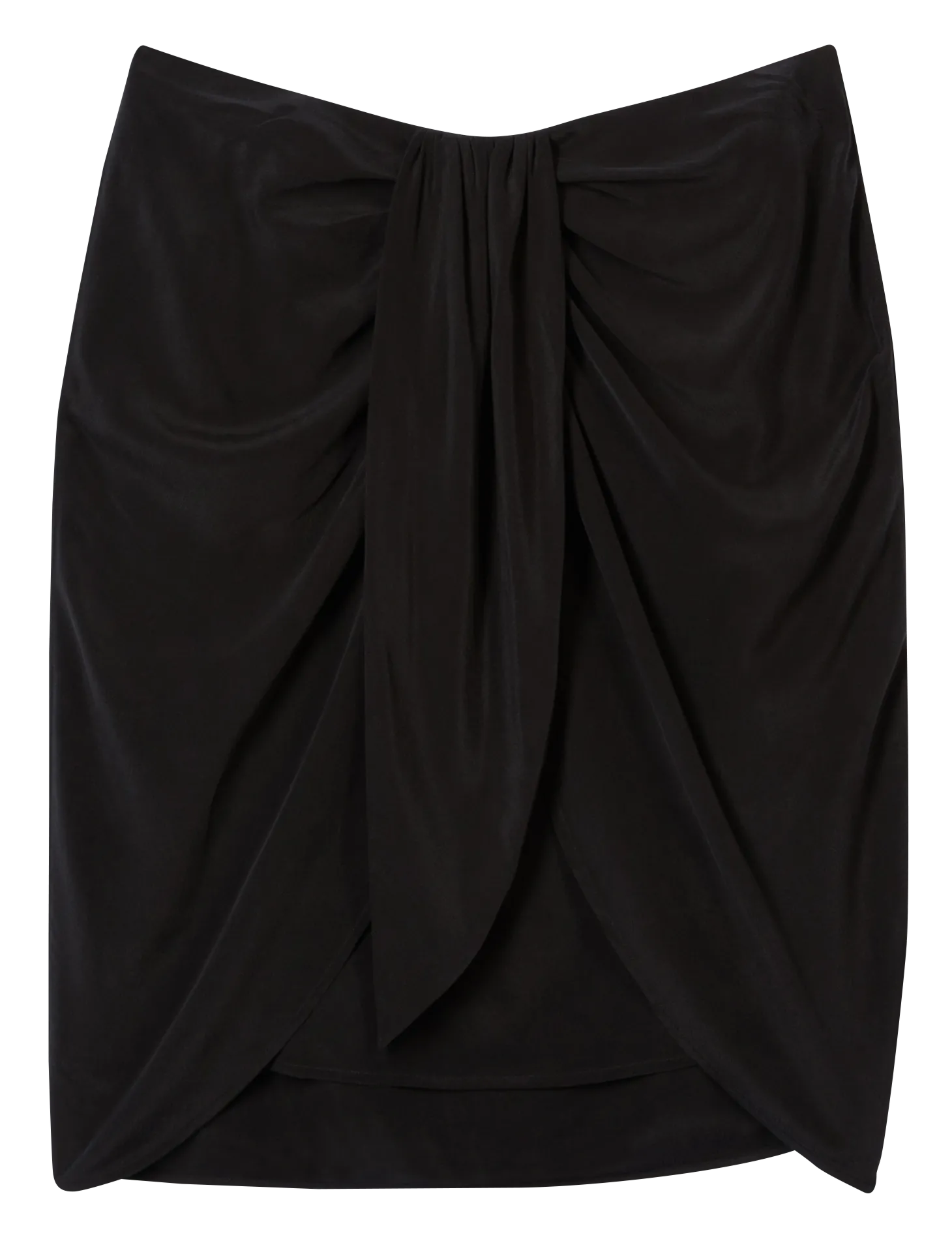 Jupe courte drapée en soie Noir
